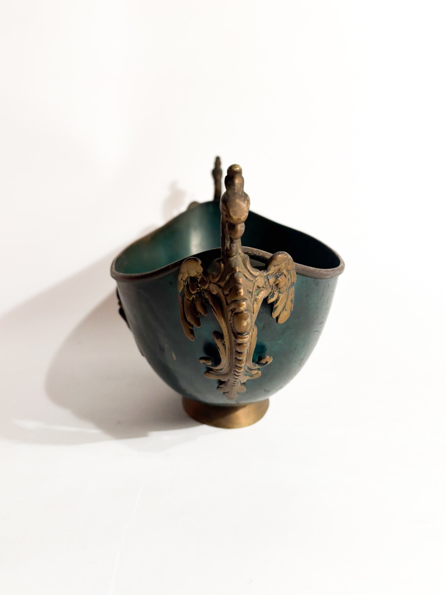 Vaso Art Dèco in Bronzo Smaltato con Ragno Anni 30