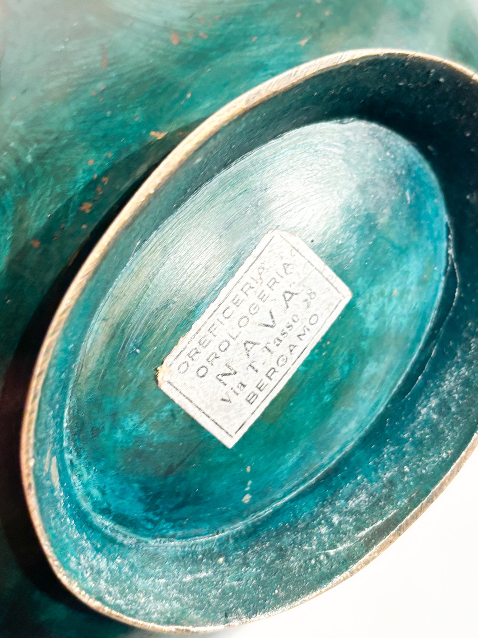 Vaso Art Dèco in Bronzo Smaltato con Ragno Anni 30