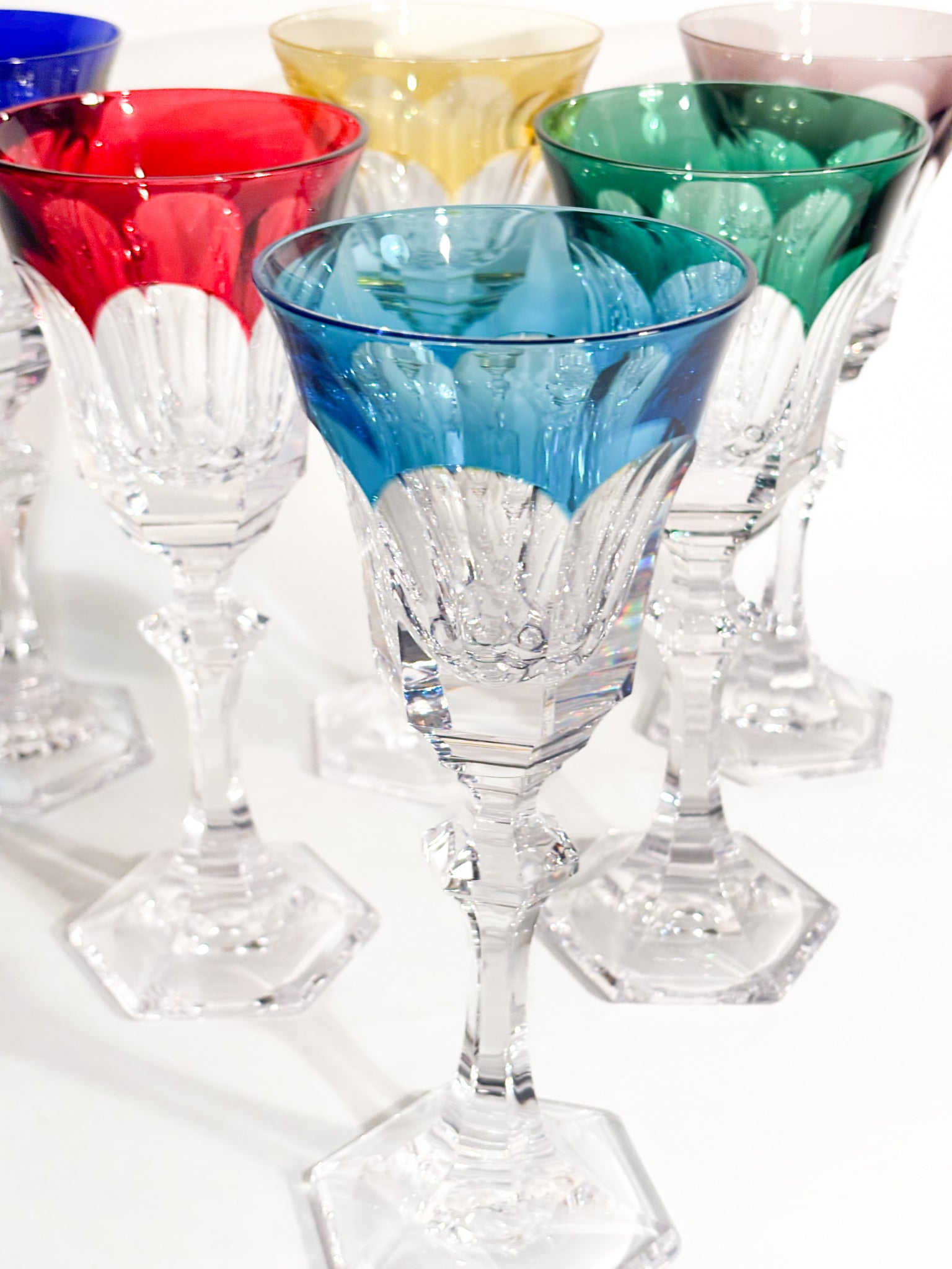 Set di Calici Multicolore Chenonceaux in Cristallo di Sèvres Anni 60