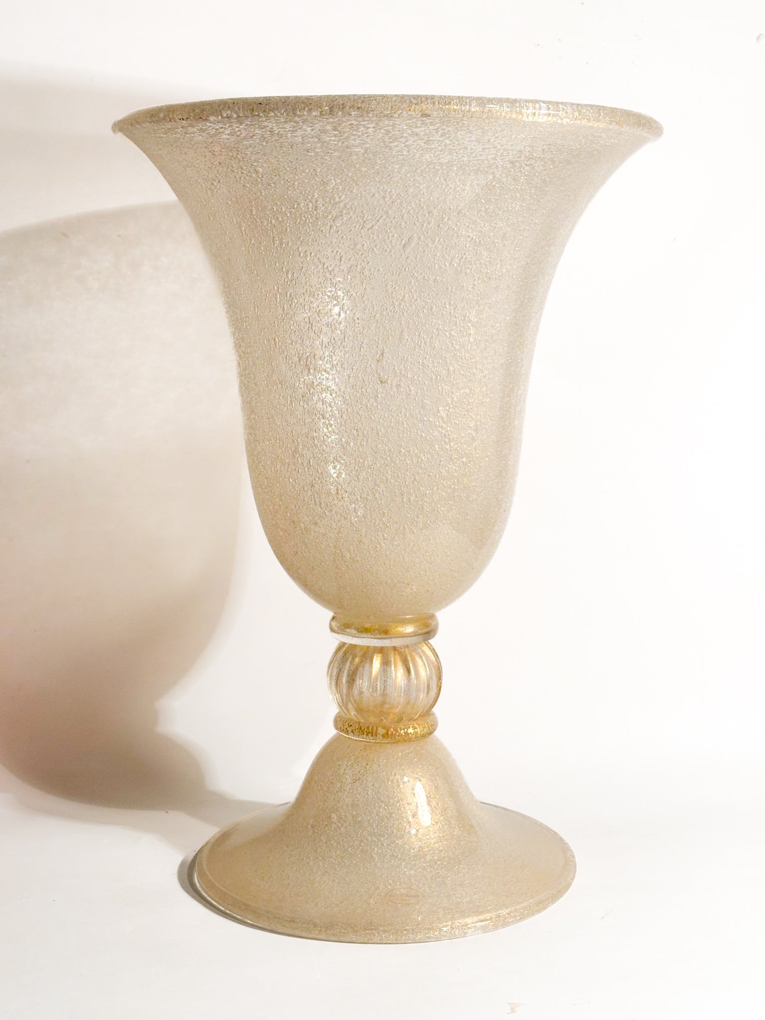 Vaso in Vetro di Murano Pulegoso Dorato Anni 50