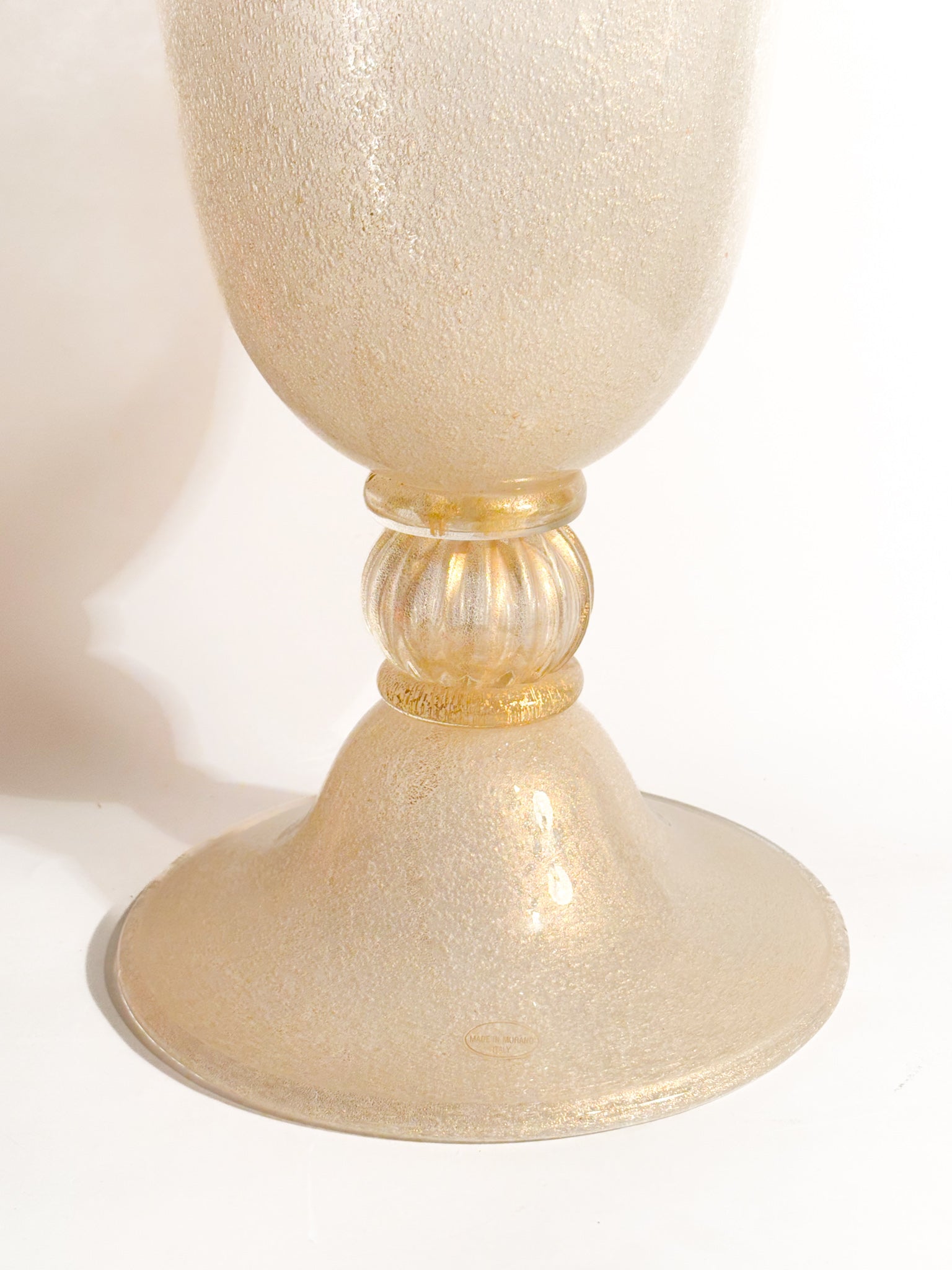 Vaso in Vetro di Murano Pulegoso Dorato Anni 50