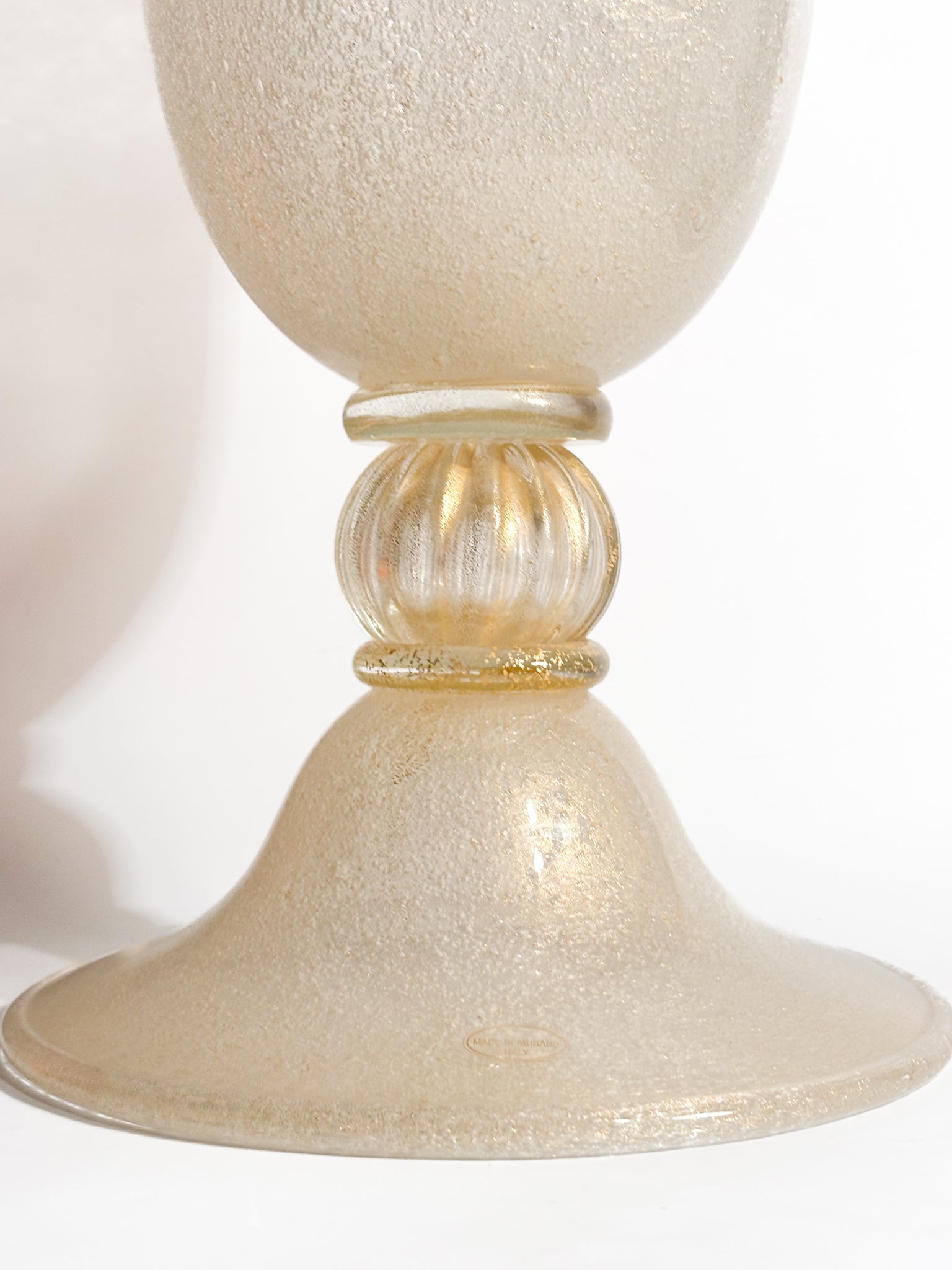 Vaso in Vetro di Murano Pulegoso Dorato Anni 50