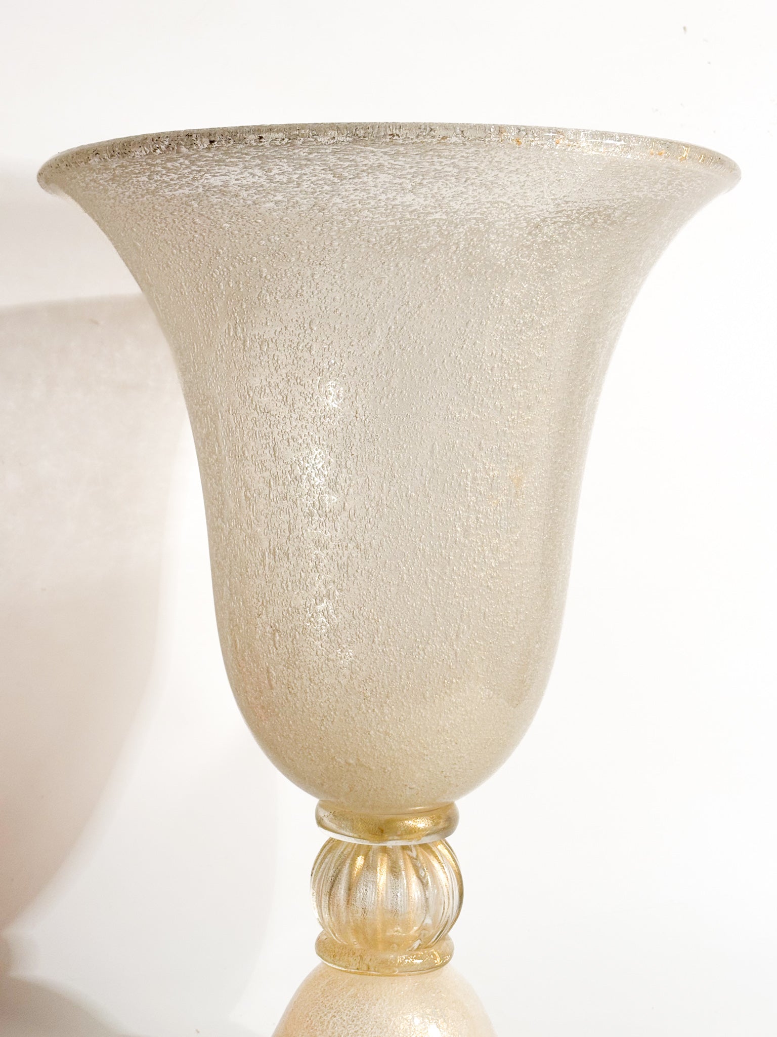 Vaso in Vetro di Murano Pulegoso Dorato Anni 50