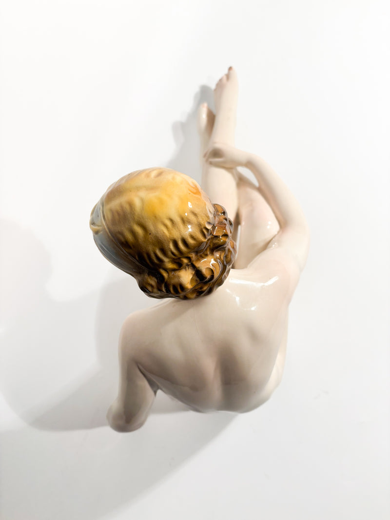 Scultura Art Déco di Nudo Femminile in Ceramica Anni 30