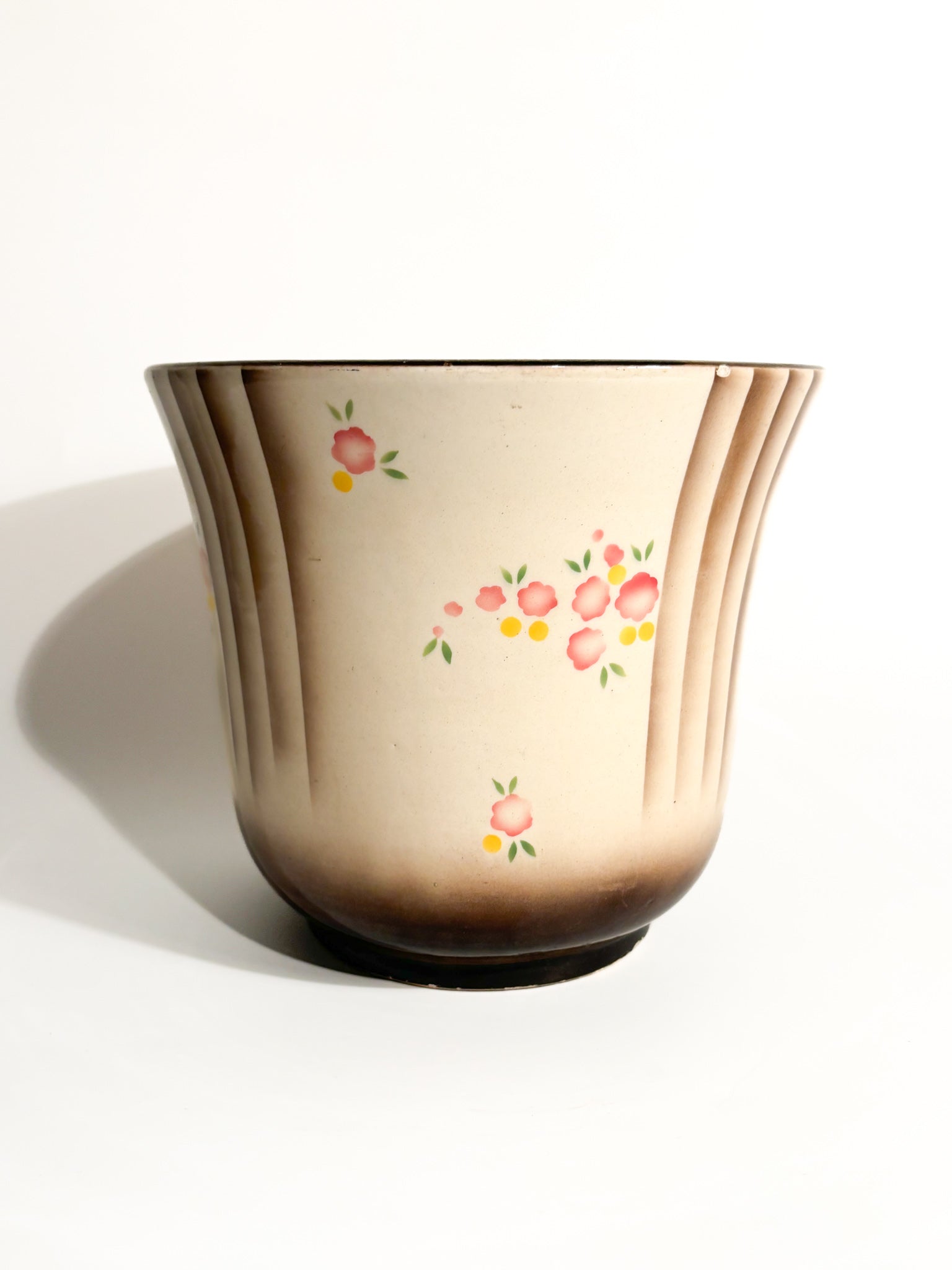 Cachepot Vase in Airbrushed Ceramic by Galvani Pordenone from the 1940s