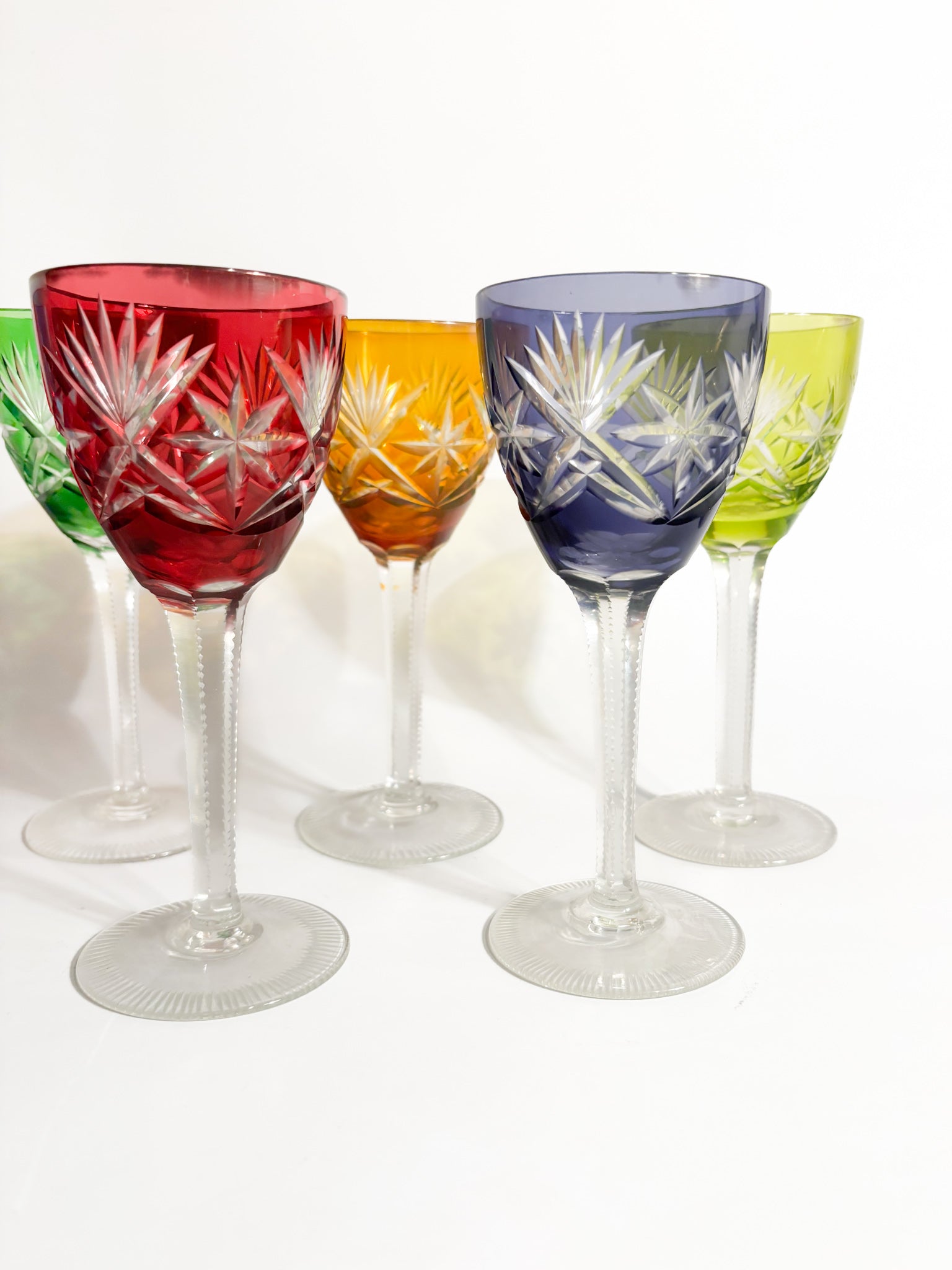 Set di 6 Bicchieri Multicolore in Cristallo Francese Anni 70