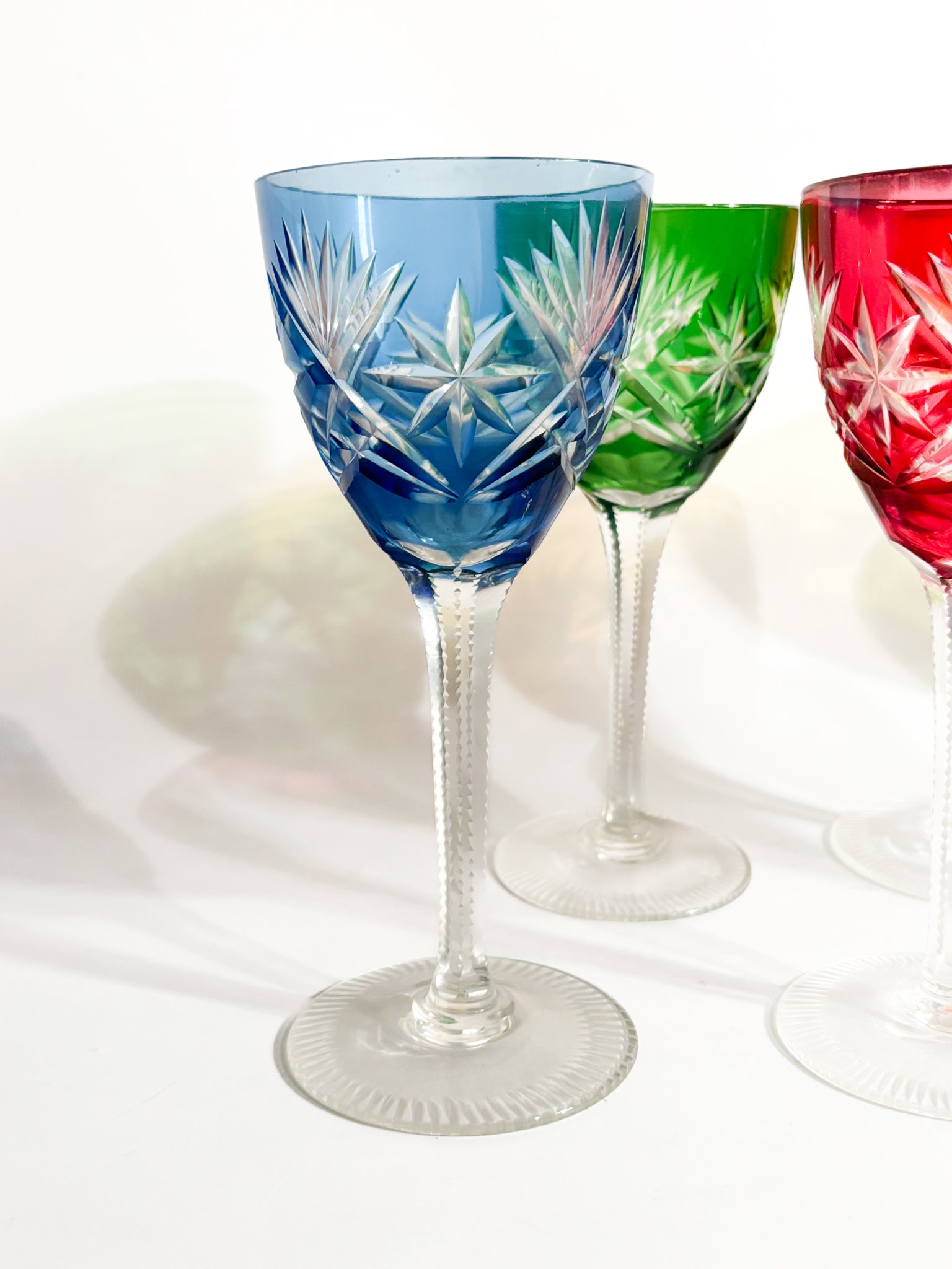 Set di 6 Bicchieri Multicolore in Cristallo Francese Anni 70