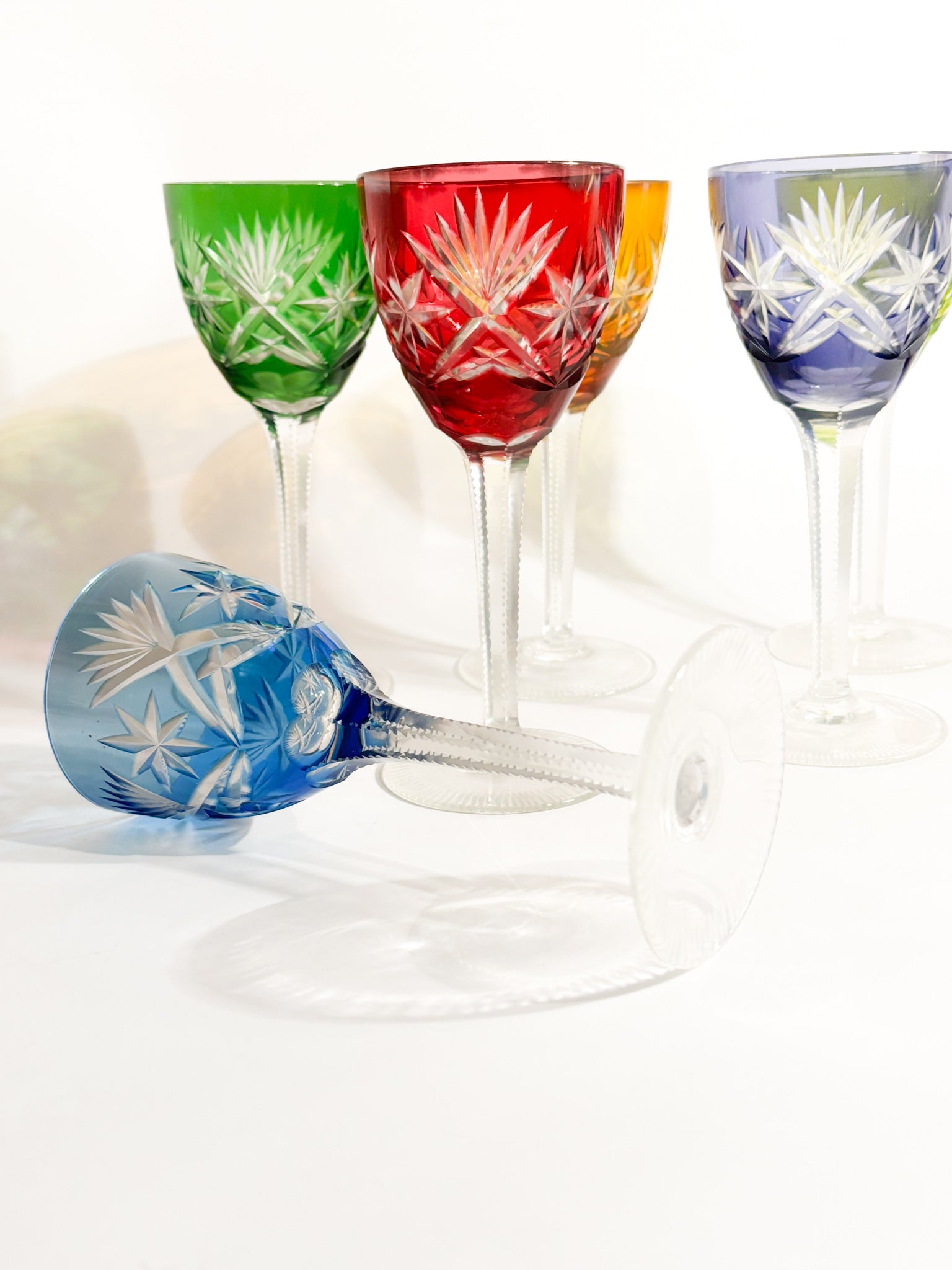 Set di 6 Bicchieri Multicolore in Cristallo Francese Anni 70