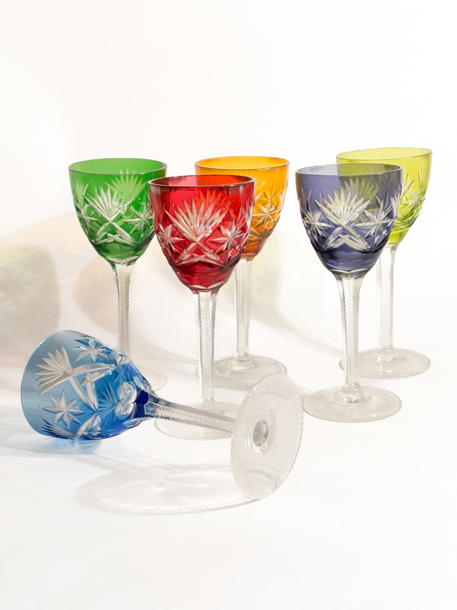 Set di 6 Bicchieri Multicolore in Cristallo Francese Anni 70