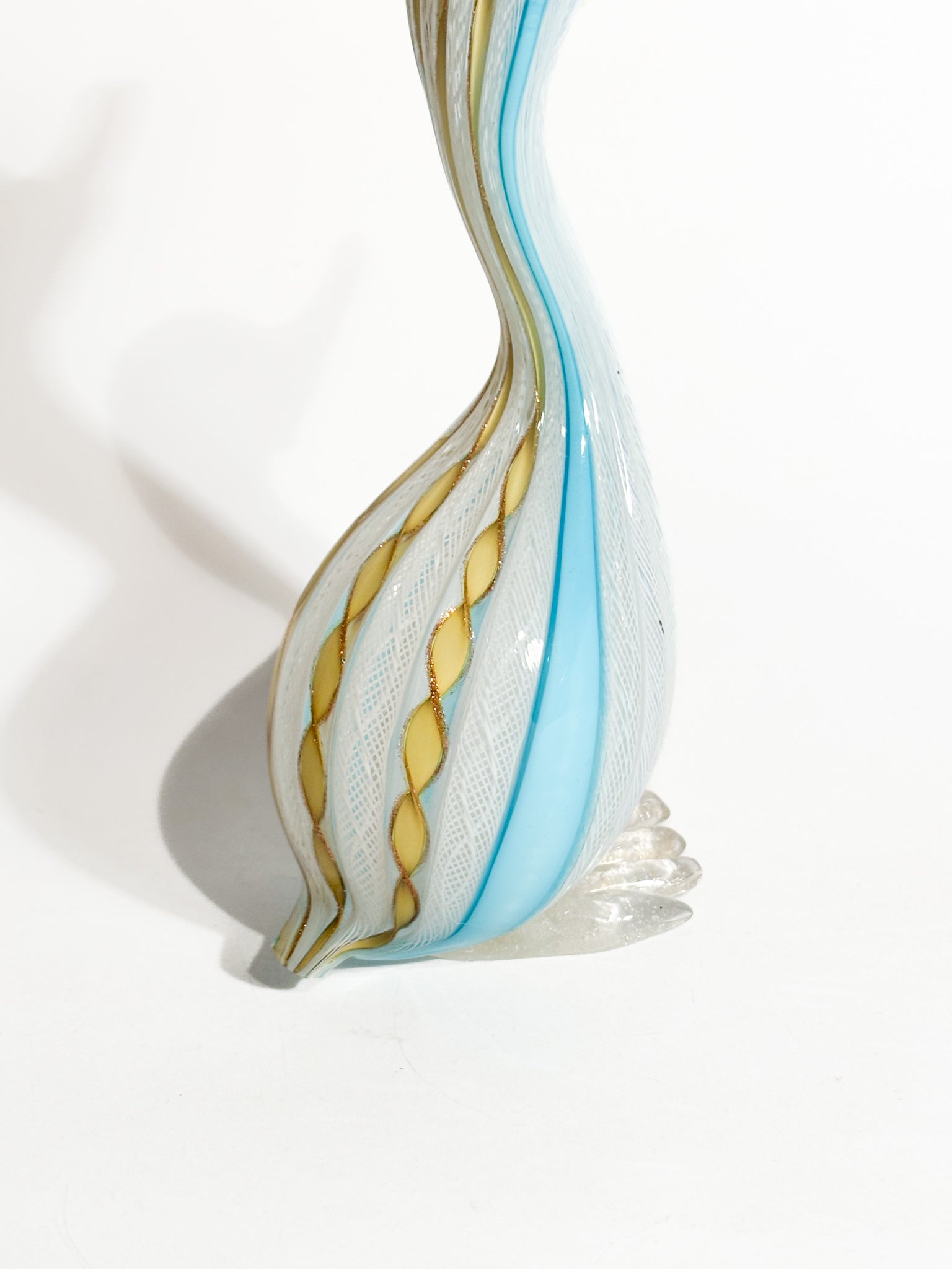 Scultura di Papera in Vetro di Murano con Lavorazione a Filigrana Anni 60