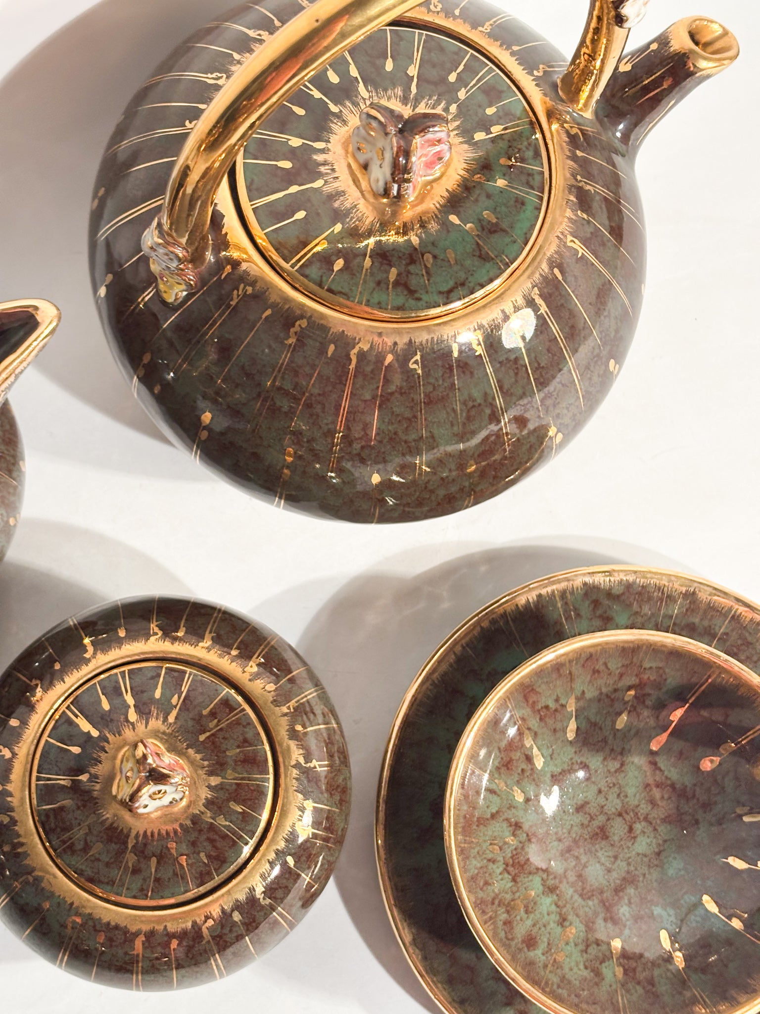 Set da Dieci Tazze in Ceramica Dipinta a Mano di Osvaldo Dolci per Gualdo Tadino Anni 40