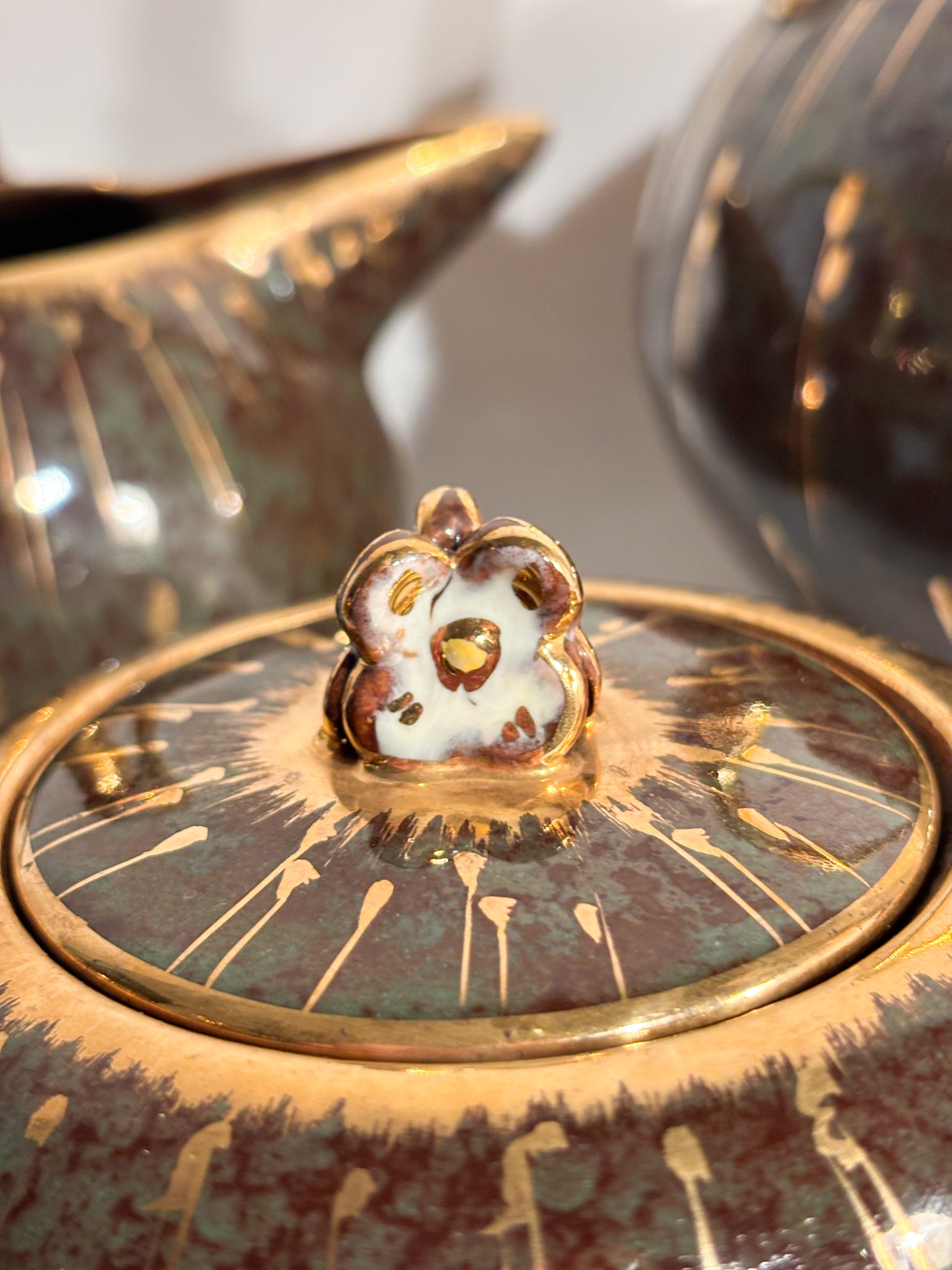 Set da Dieci Tazze in Ceramica Dipinta a Mano di Osvaldo Dolci per Gualdo Tadino Anni 40