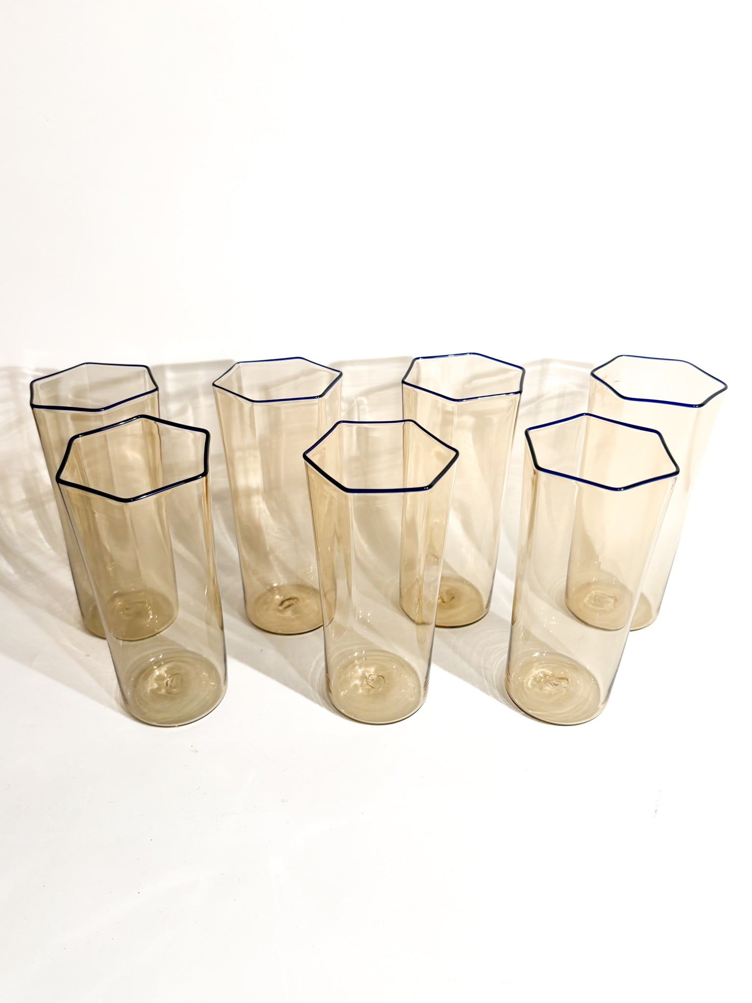 Set of 7 Murano glass glasses by Carlo Scarpa for Venini 1930s