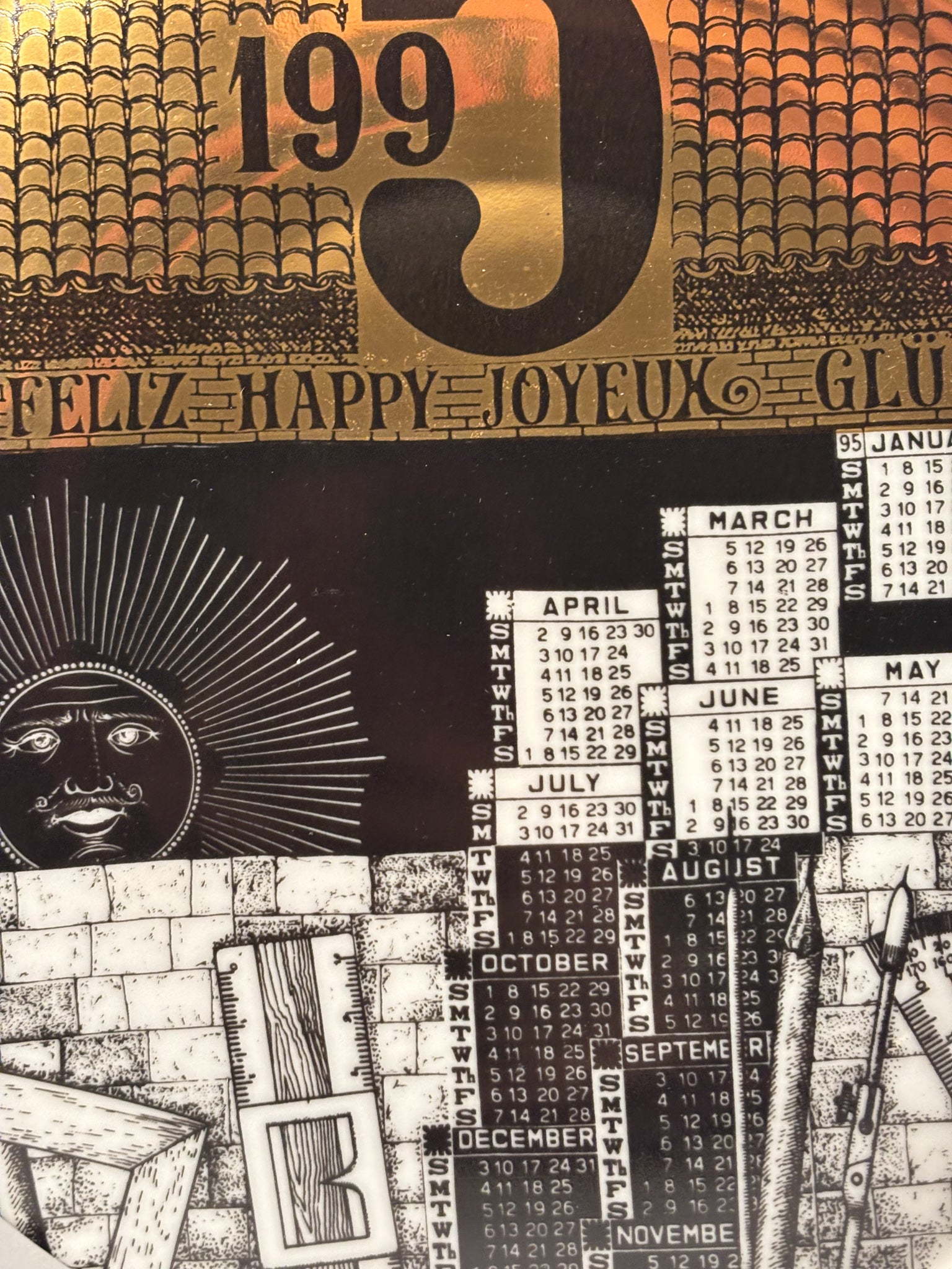 Piatto Calendario in Ceramica di Fornasetti Anno 1995