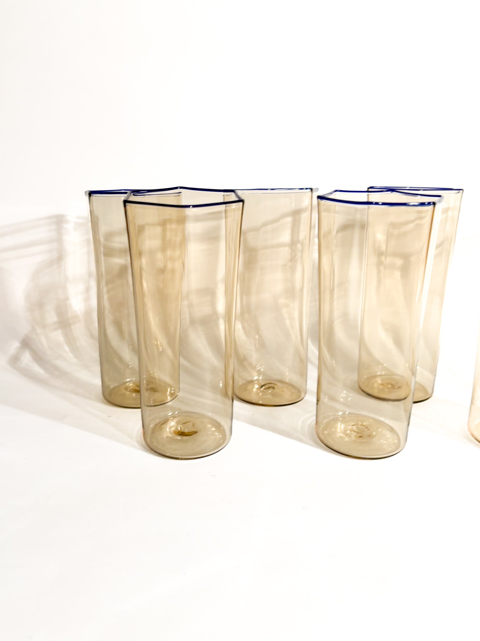 Set of 7 Murano glass glasses by Carlo Scarpa for Venini 1930s