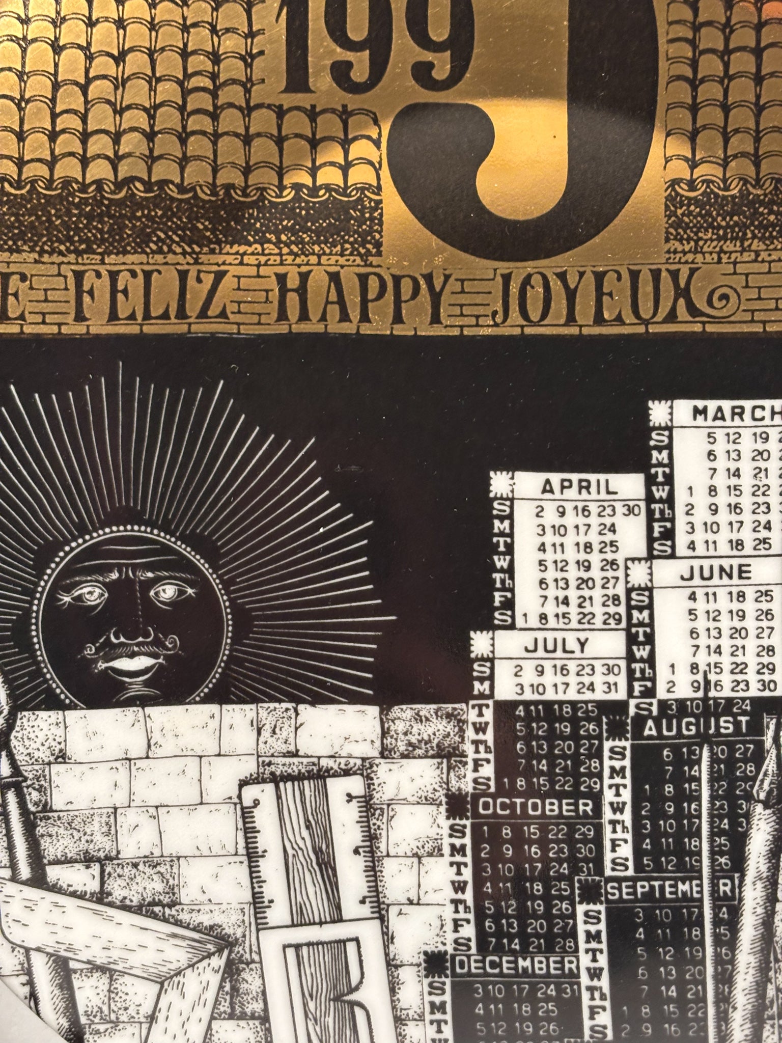 Piatto Calendario in Ceramica di Fornasetti Anno 1995
