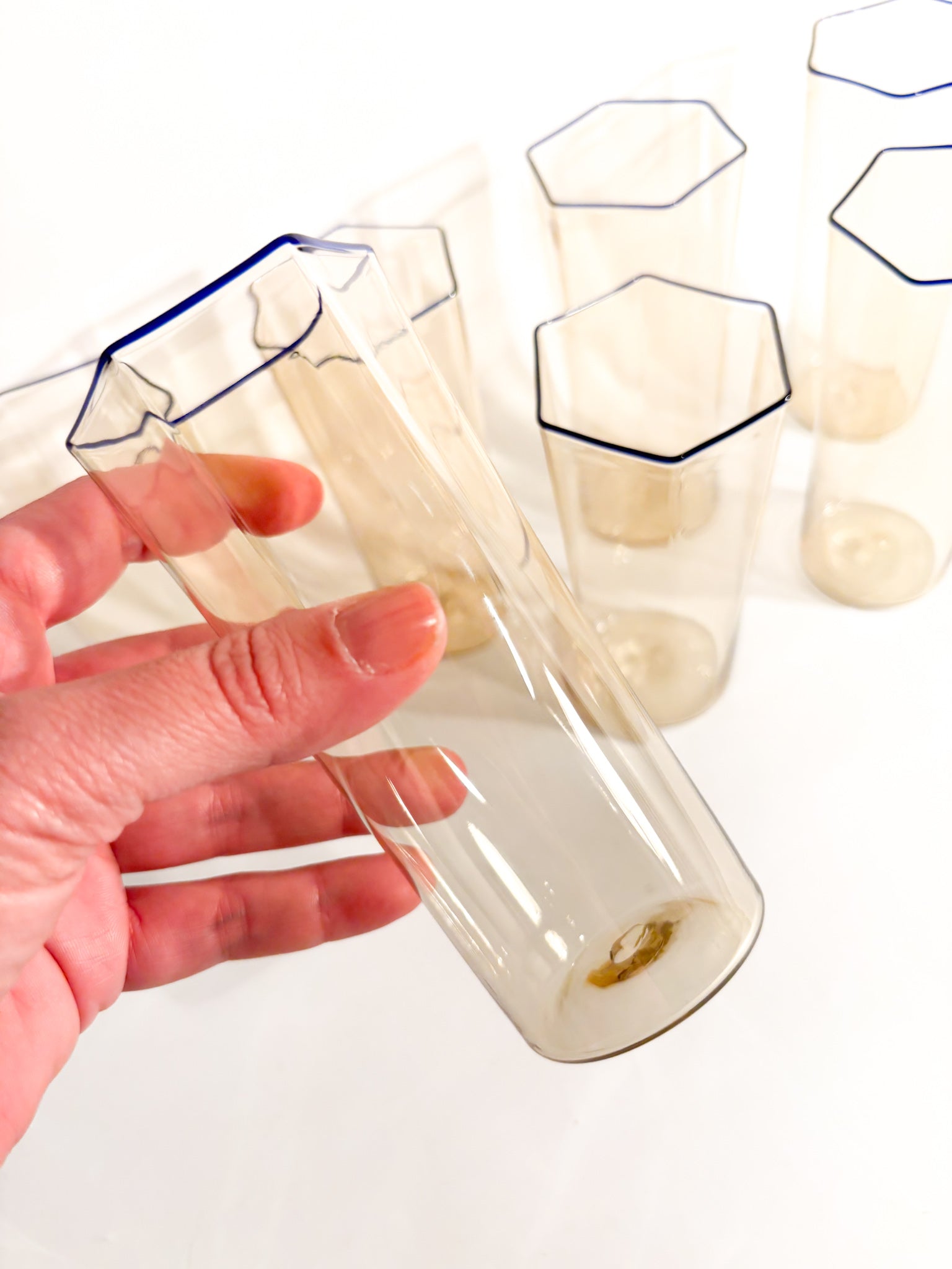 Set of 7 Murano glass glasses by Carlo Scarpa for Venini 1930s