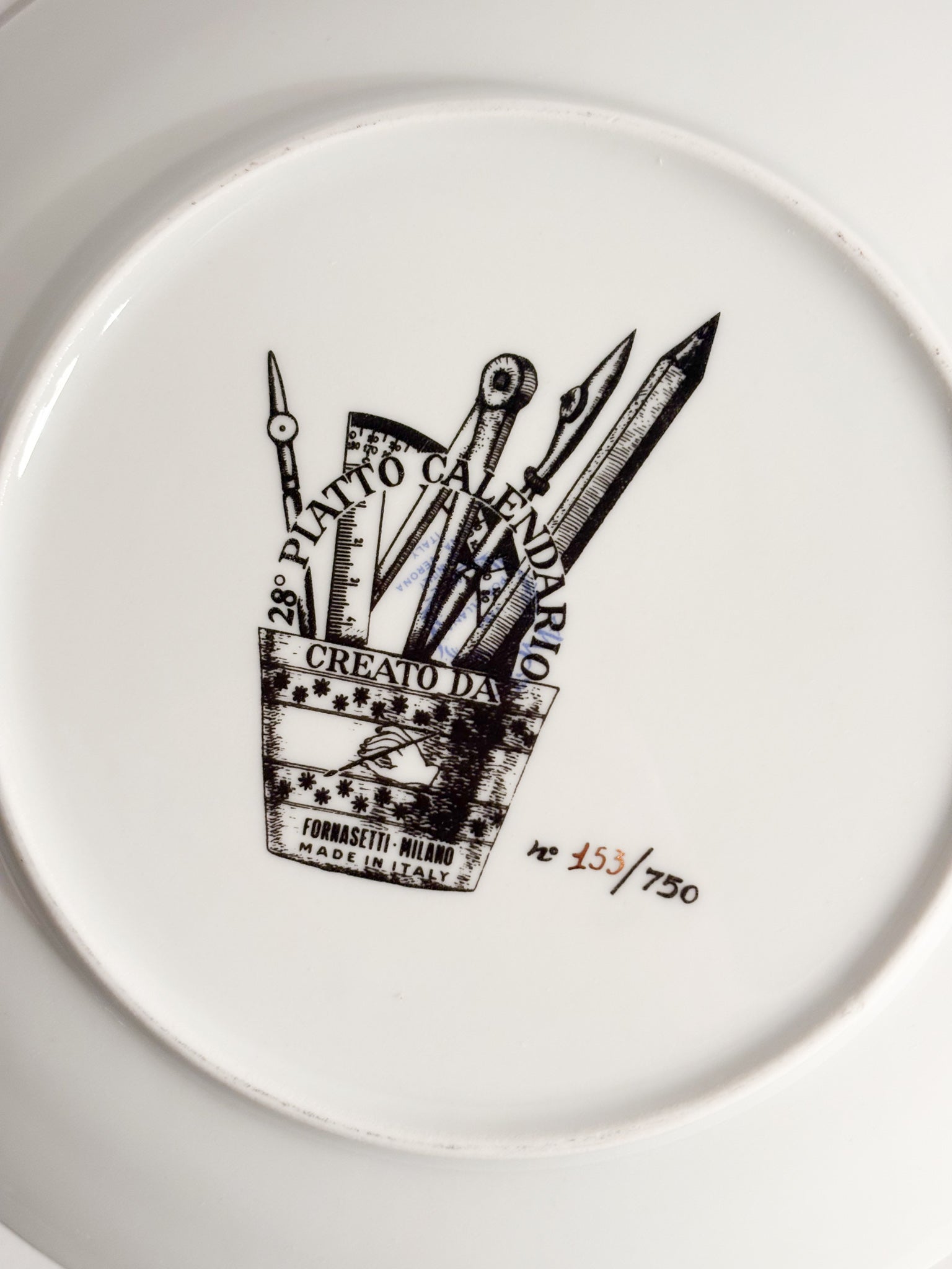 Piatto Calendario in Ceramica di Fornasetti Anno 1995