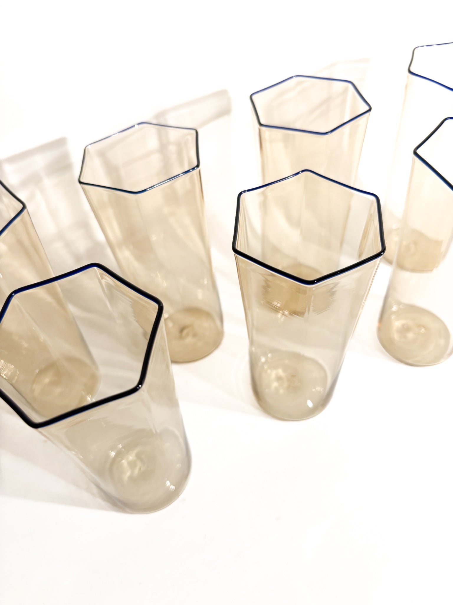 Set of 7 Murano glass glasses by Carlo Scarpa for Venini 1930s