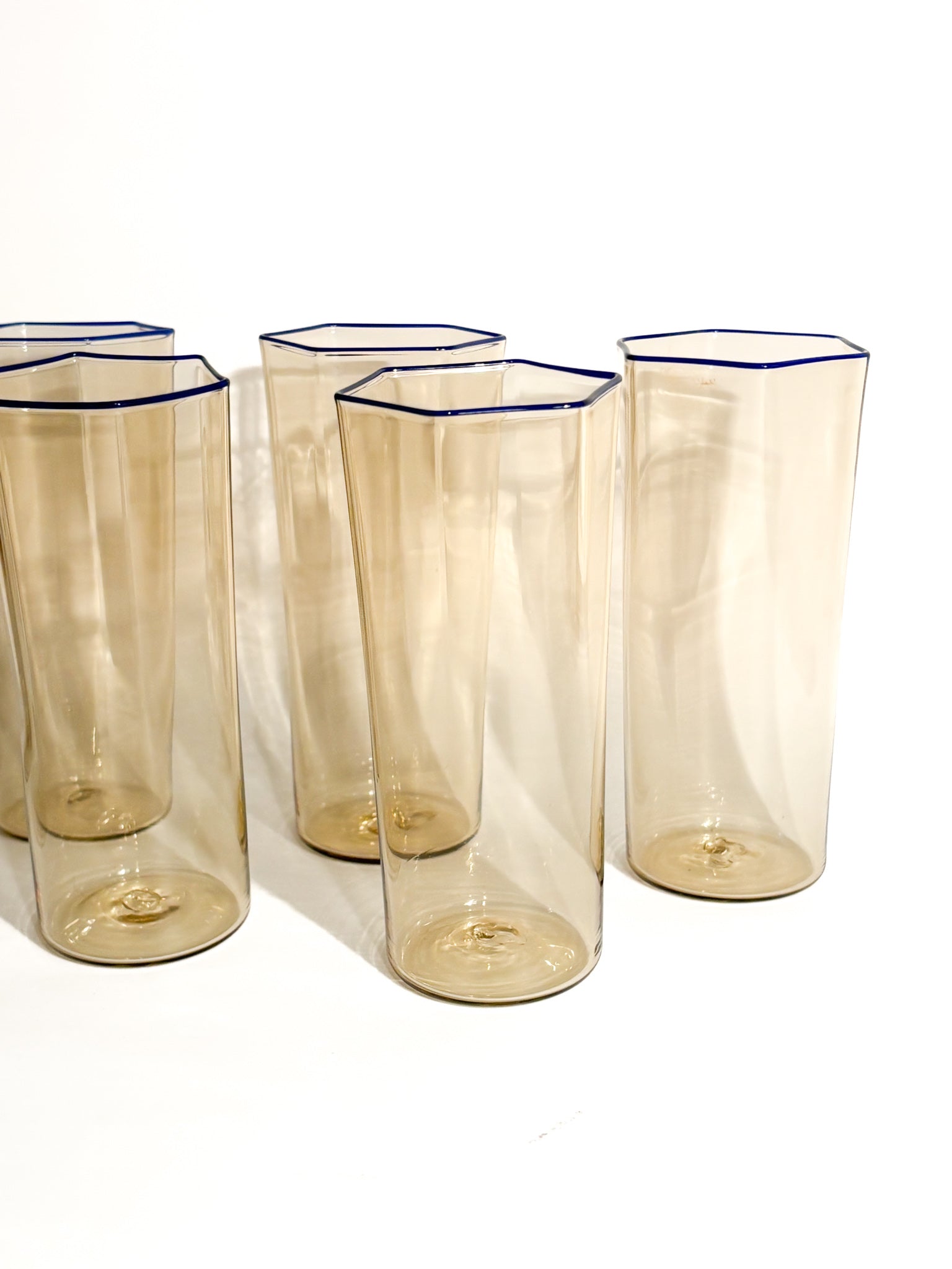 Set of 7 Murano glass glasses by Carlo Scarpa for Venini 1930s