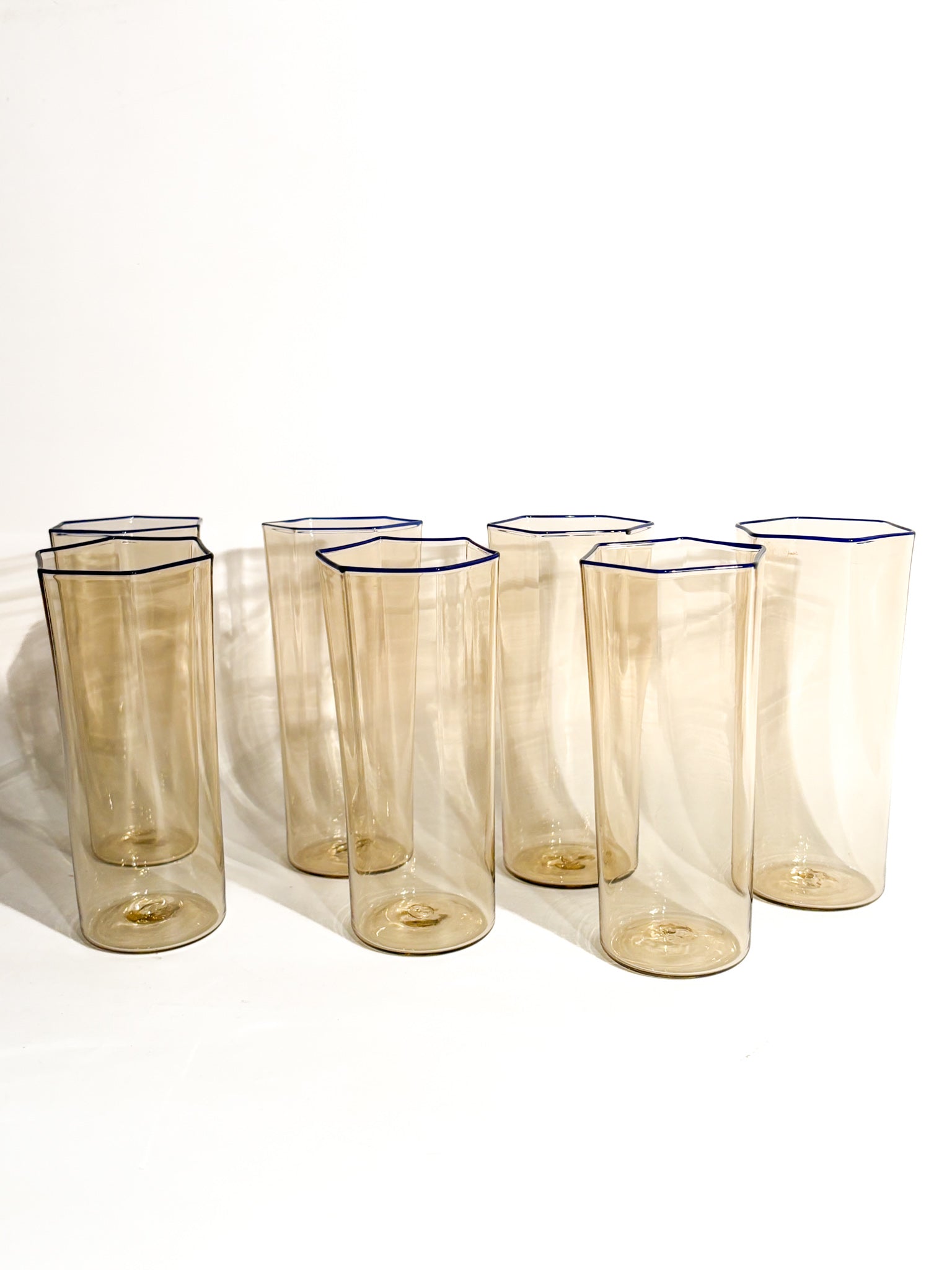 Set of 7 Murano glass glasses by Carlo Scarpa for Venini 1930s