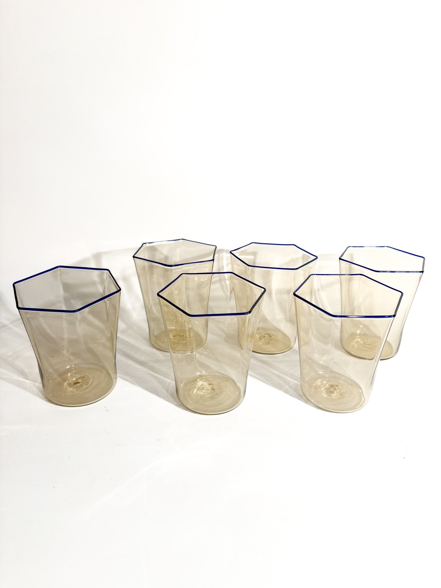Set of 6 Murano glass glasses by Carlo Scarpa for Venini 1930s