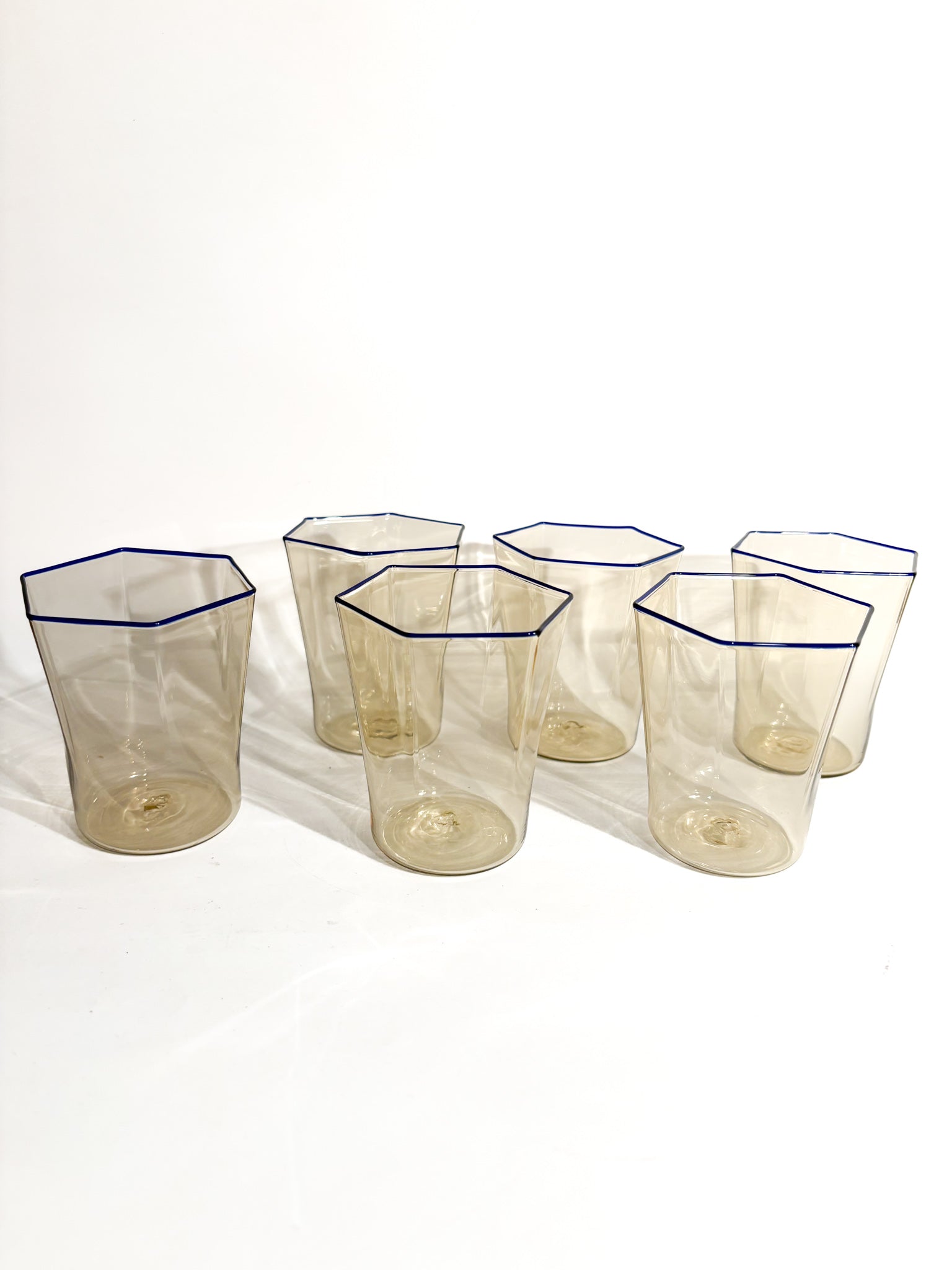 Set of 6 Murano glass glasses by Carlo Scarpa for Venini 1930s