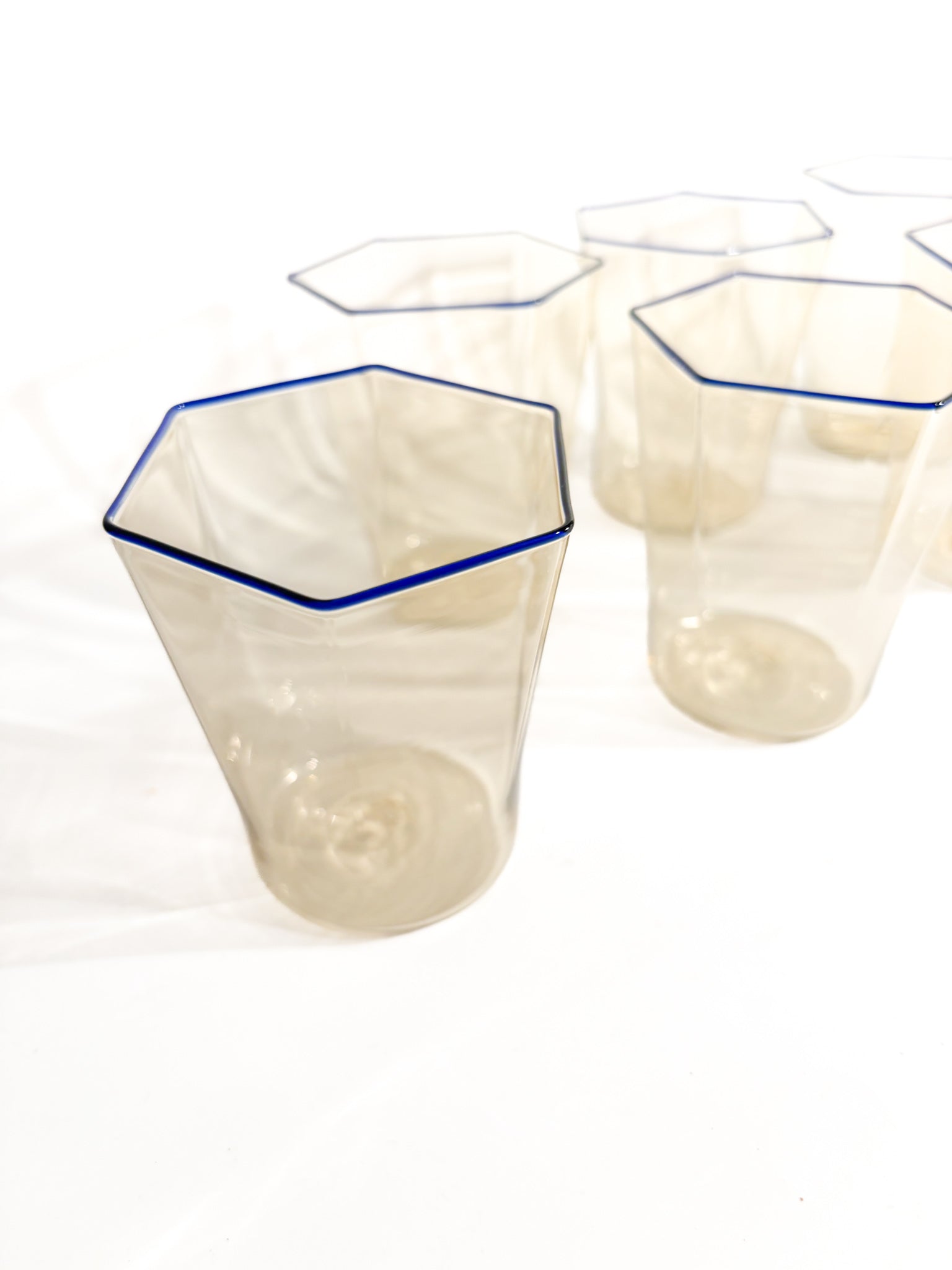 Set of 6 Murano glass glasses by Carlo Scarpa for Venini 1930s