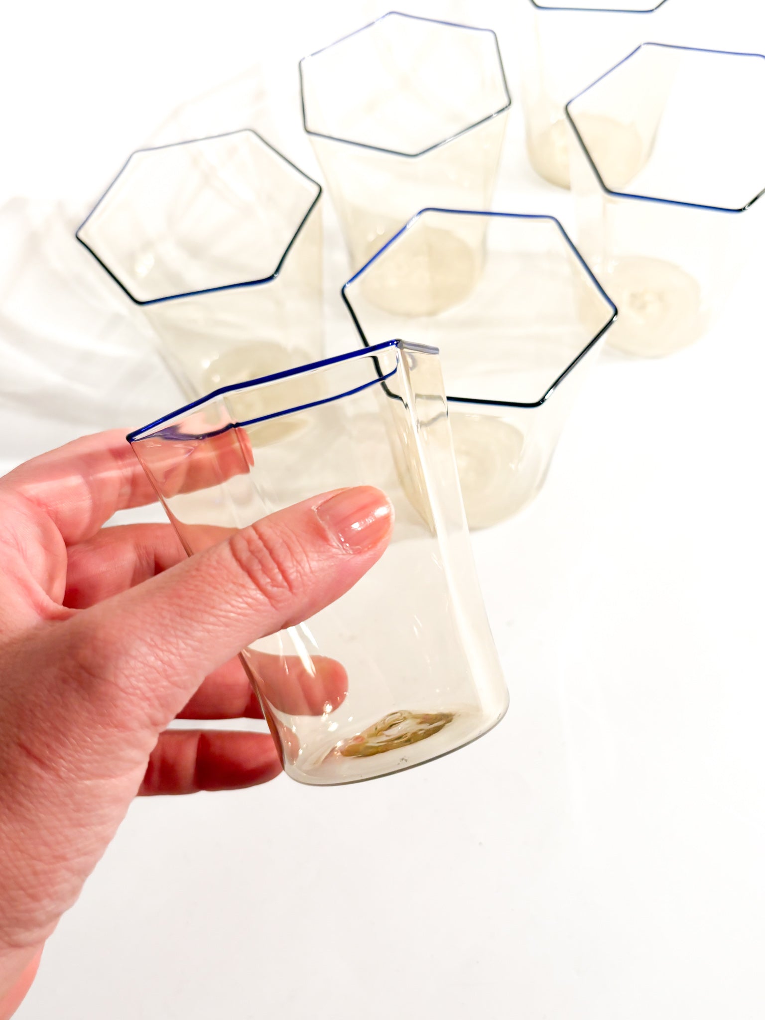 Set of 6 Murano glass glasses by Carlo Scarpa for Venini 1930s