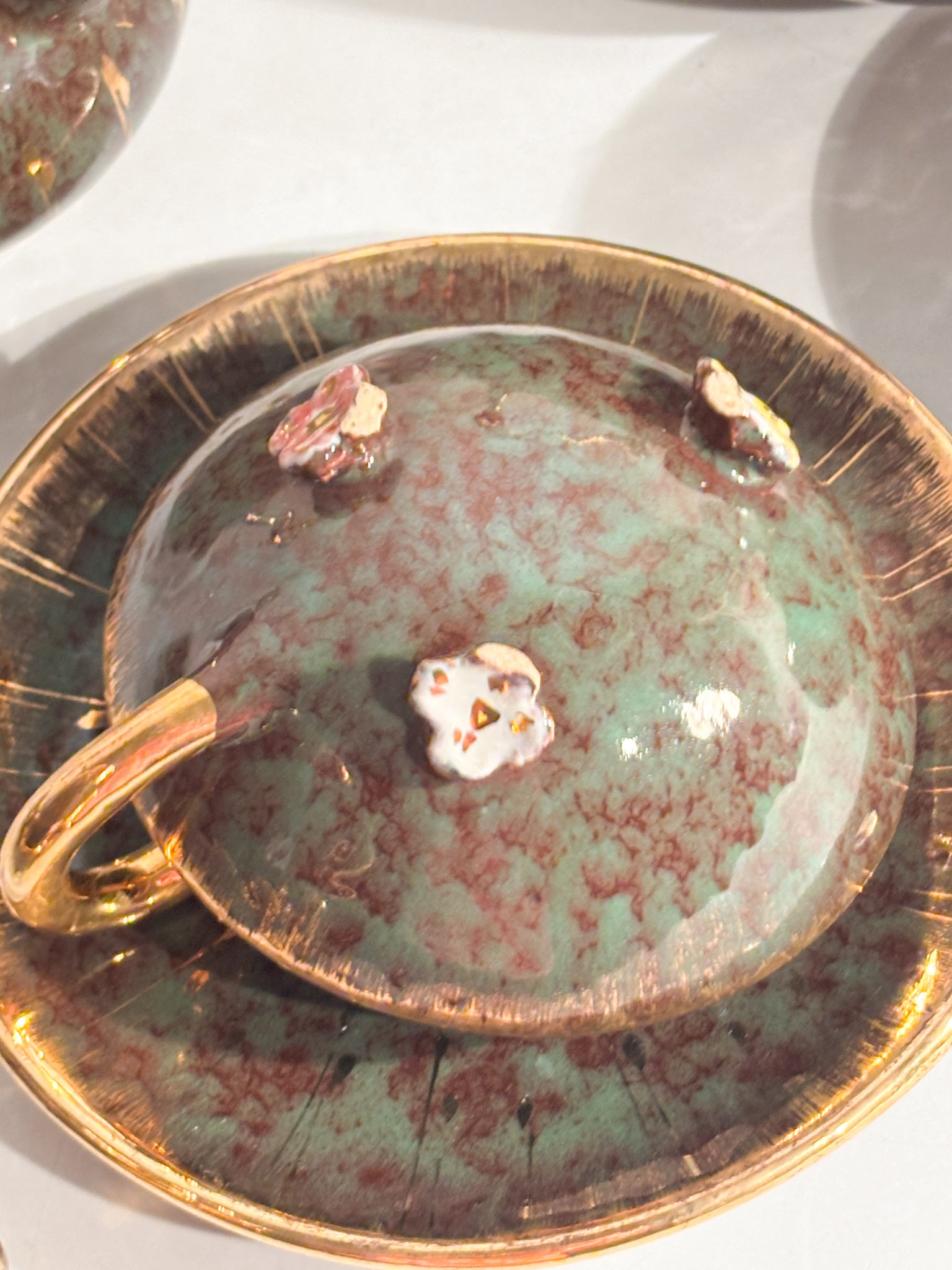 Set da Dieci Tazze in Ceramica Dipinta a Mano di Osvaldo Dolci per Gualdo Tadino Anni 40