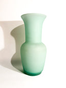 Vaso Opalino Verde Acqua in Vetro di Murano Incamiciato Anni 80