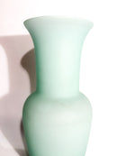 Vaso Opalino Verde Acqua in Vetro di Murano Incamiciato Anni 80