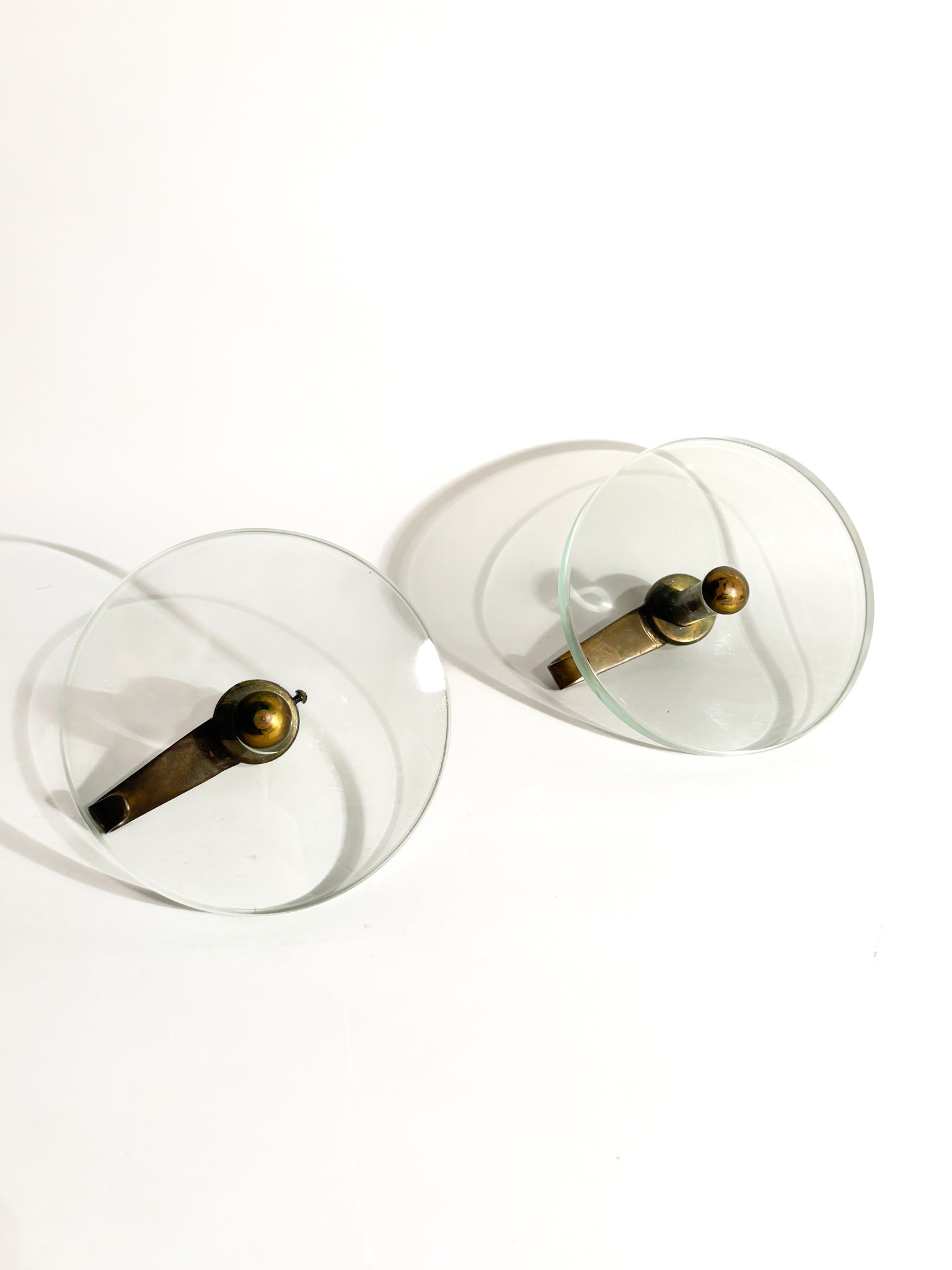 Pair of Crystal and Brass Coat Racks by Fontana Arte 1950s