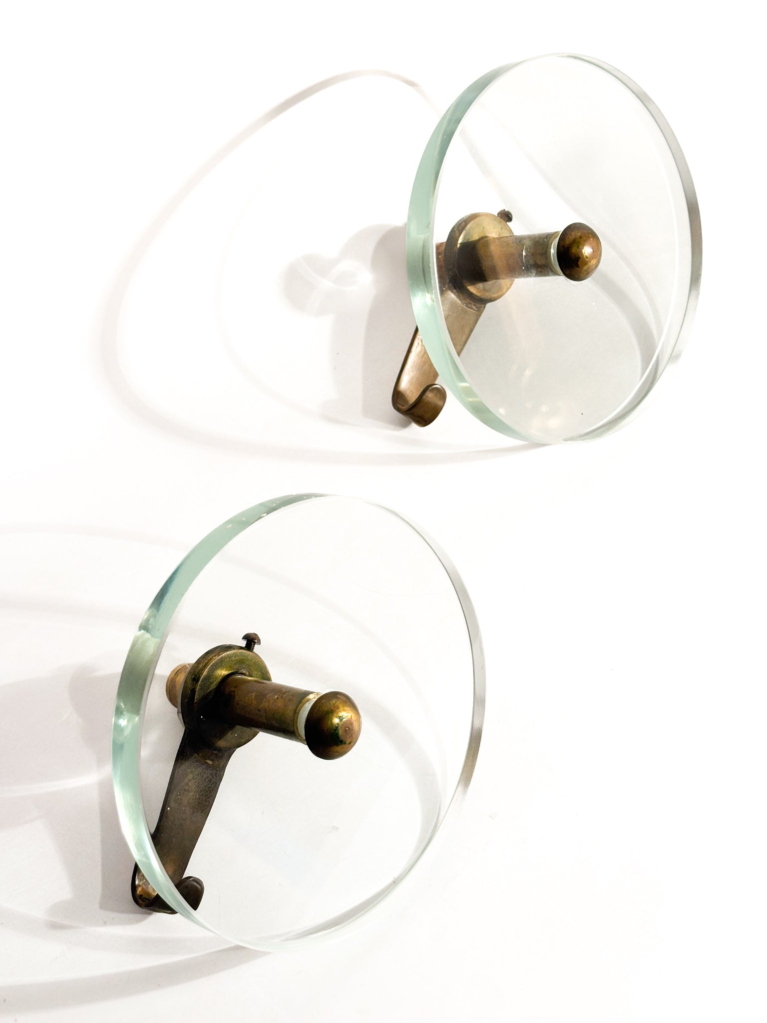 Pair of Crystal and Brass Coat Racks by Fontana Arte 1950s