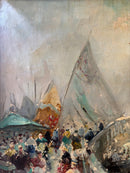 Dipinto Olio su Tela di Scorcio di Canale Veneziano di Guido Mantovani Primi Novecento