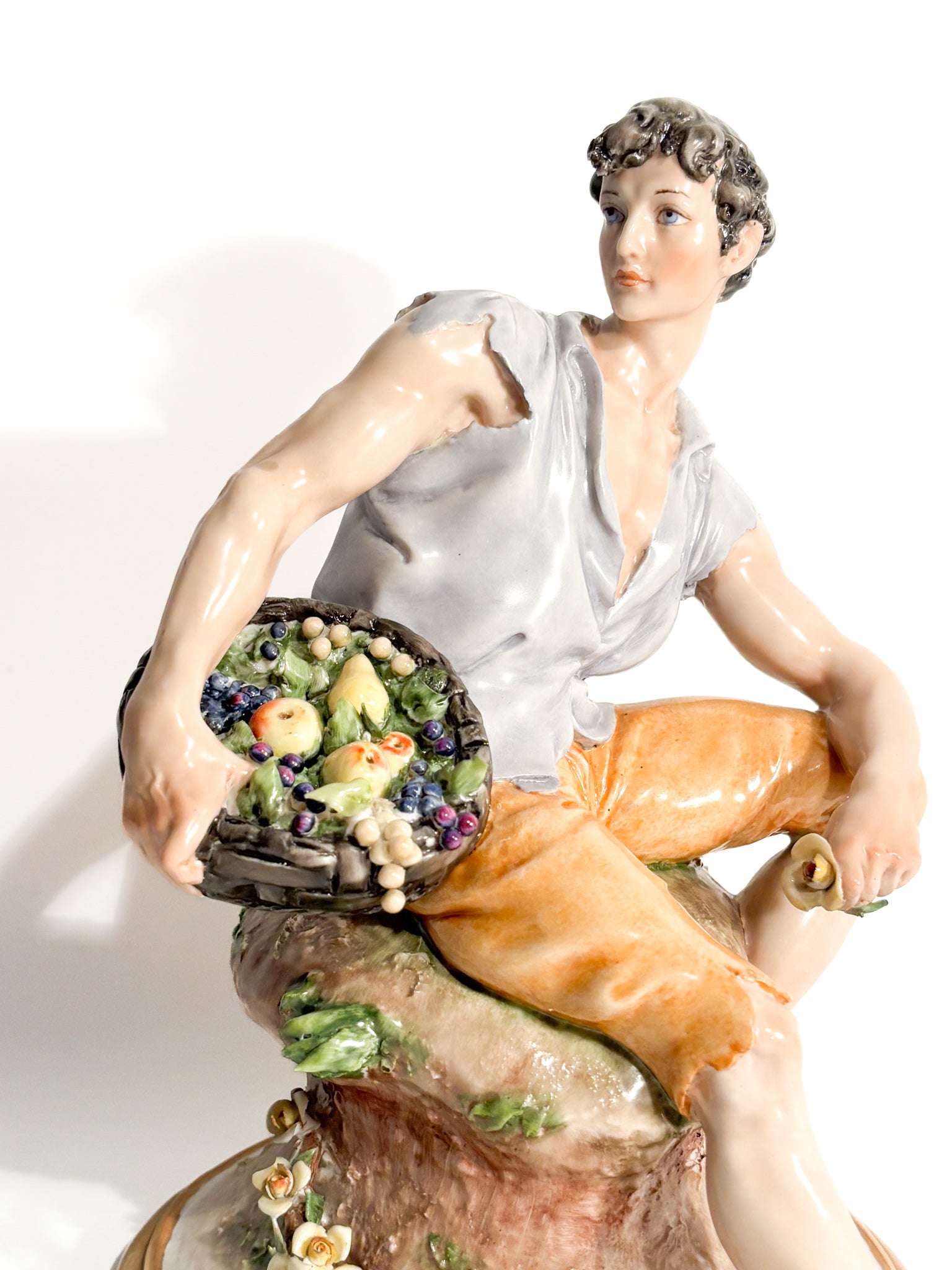 Farmer Sculpture in Capodimonte Porcelain by Giuseppe Cappè from 1958