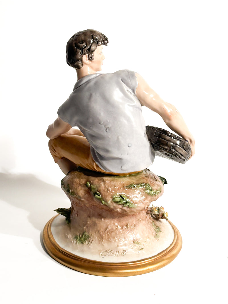 Scultura di Contadino in Porcellana di Capodimonte di Giuseppe Cappè del 1958