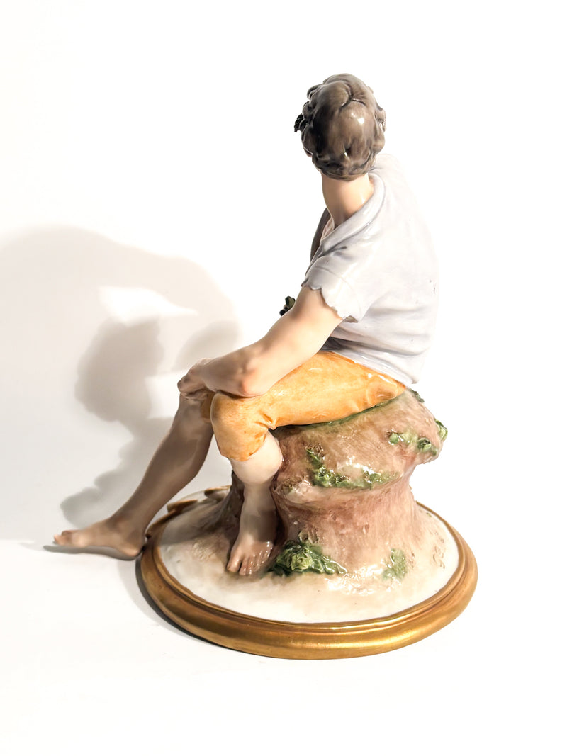 Scultura di Contadino in Porcellana di Capodimonte di Giuseppe Cappè del 1958