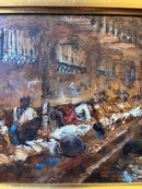 Dipinto Olio su Cartone di Scena Tradizionale Milanese di Antonio Vettore Cargnel Primi Novecento