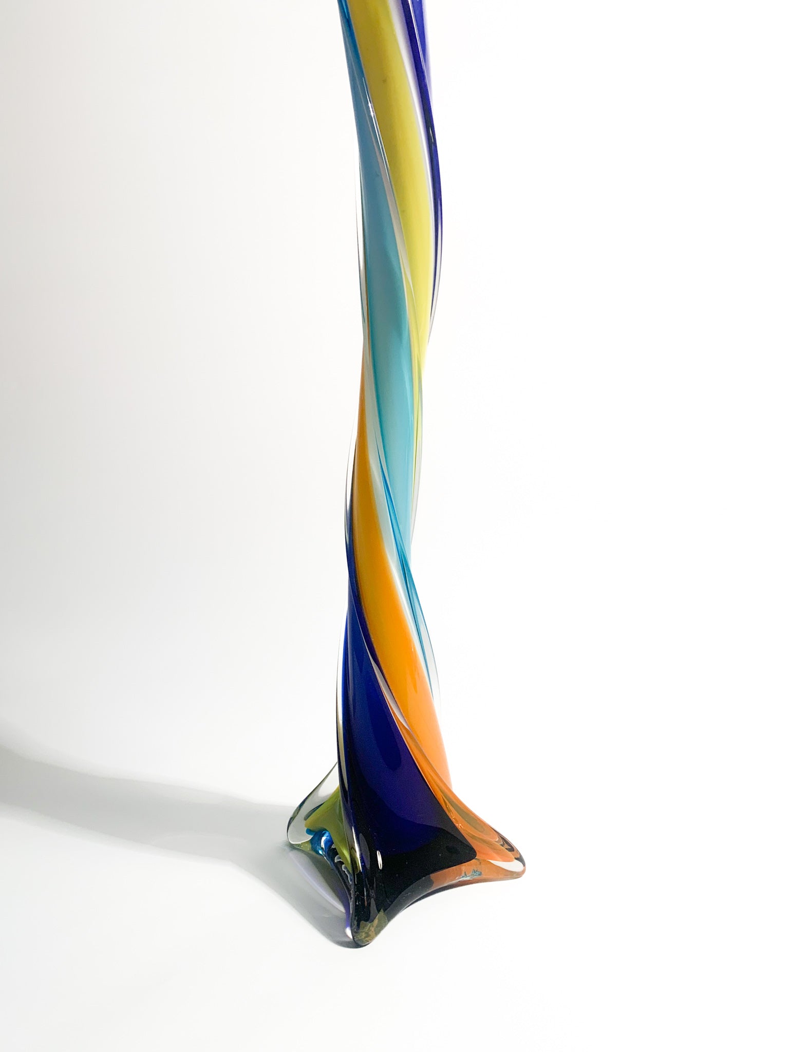 Vaso Multicolore in Vetro di Murano Torchon Anni 60