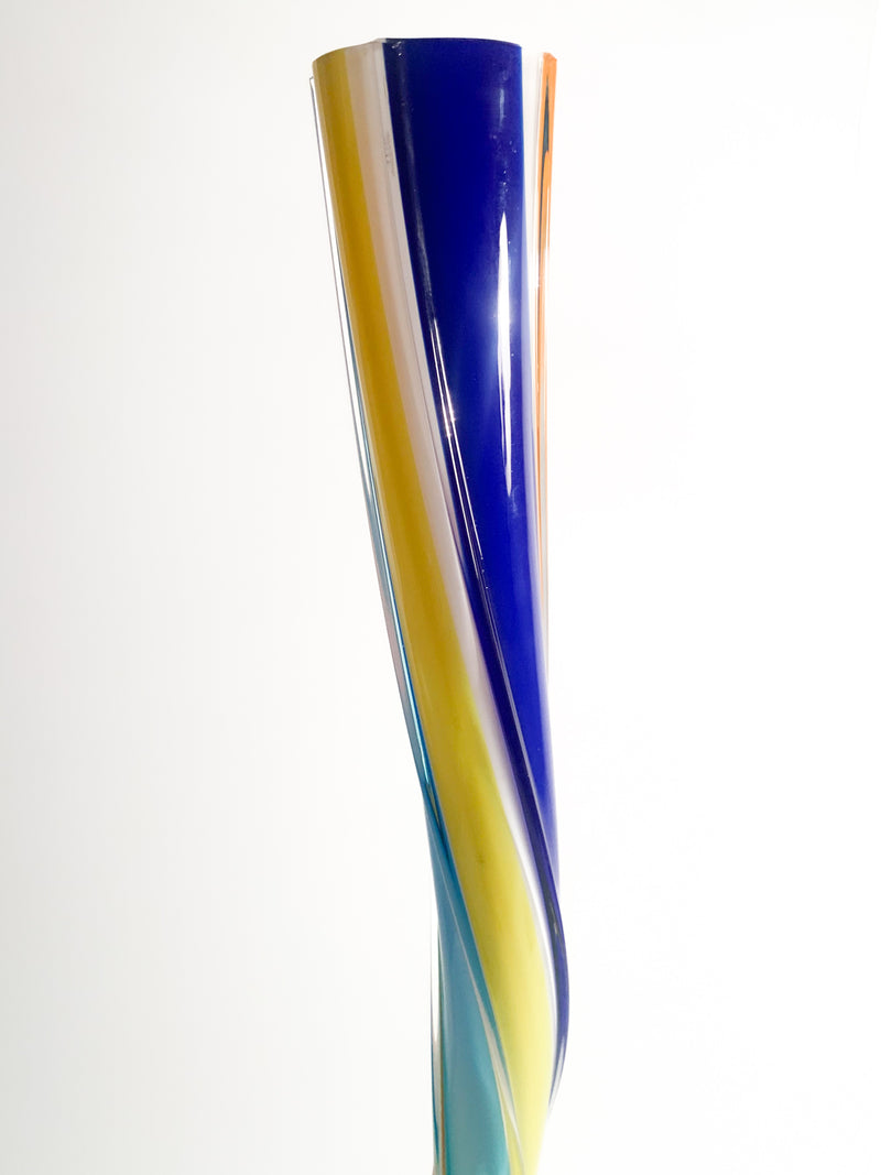 Multicolored Torchon Murano Glass Vase from the 1960s