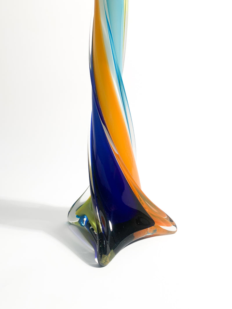 Multicolored Torchon Murano Glass Vase from the 1960s