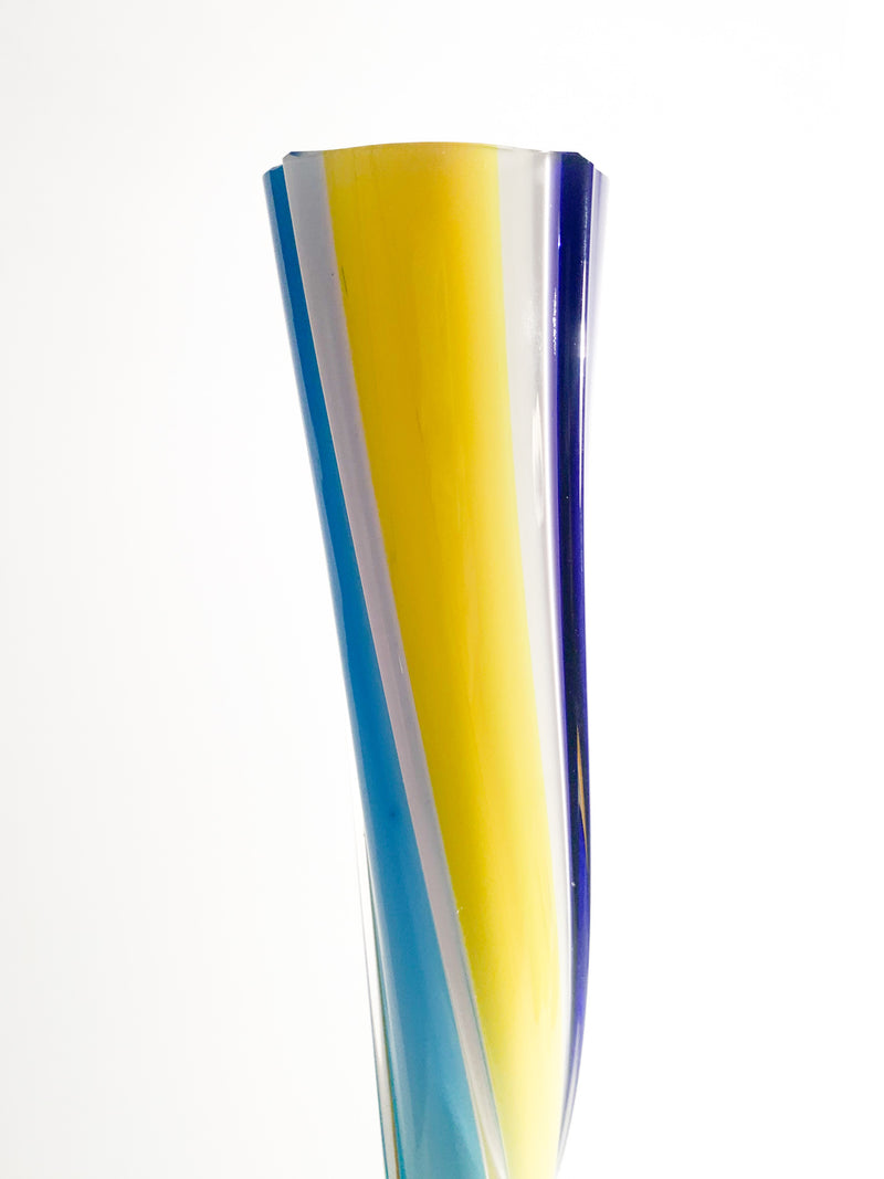 Vaso Multicolore in Vetro di Murano Torchon Anni 60