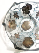 Art Nouveau Centerpiece Bowl in Glass and Silvered Metal Decorations 1920s
