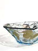 Art Nouveau Centerpiece Bowl in Glass and Silvered Metal Decorations 1920s
