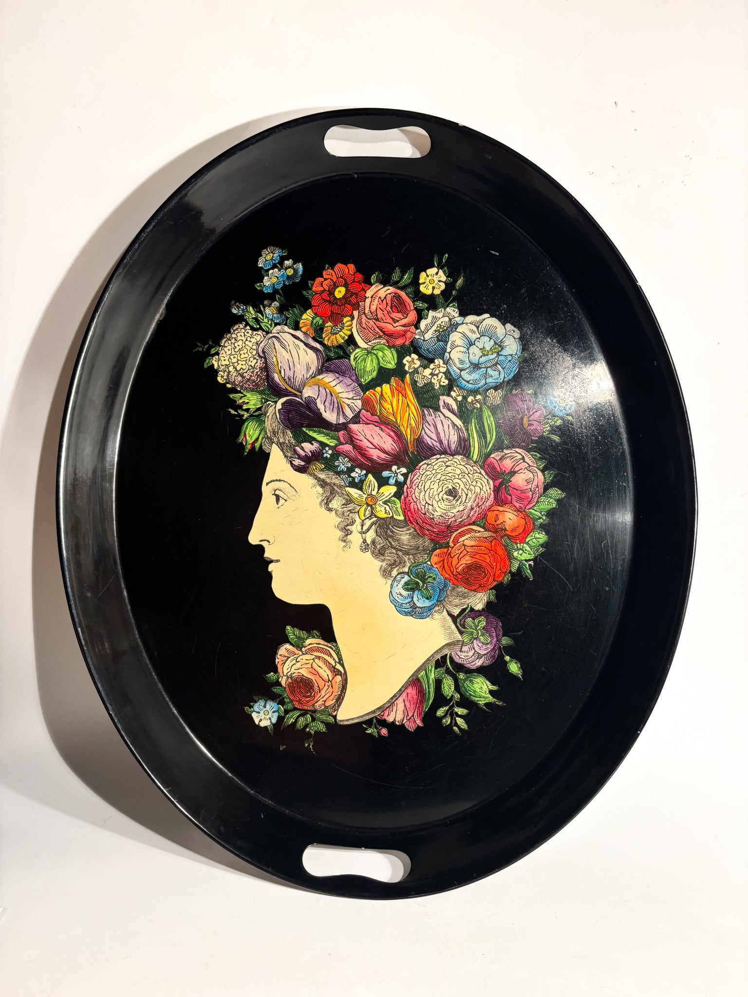 Vassoio in Metallo Serigrafato Serie "Flora" di Piero Fornasetti Anni 50