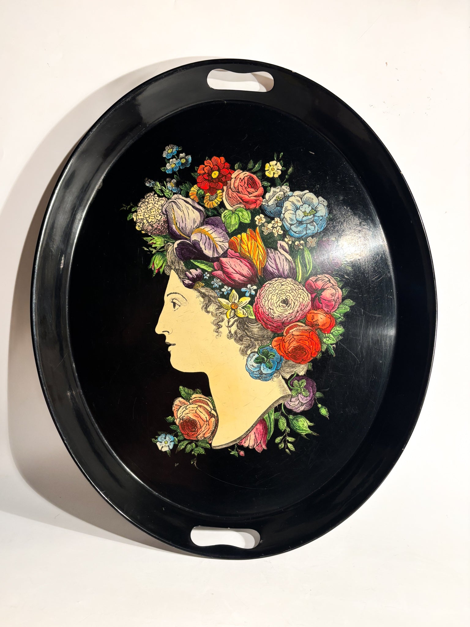 Vassoio in Metallo Serigrafato Serie "Flora" di Piero Fornasetti Anni 50