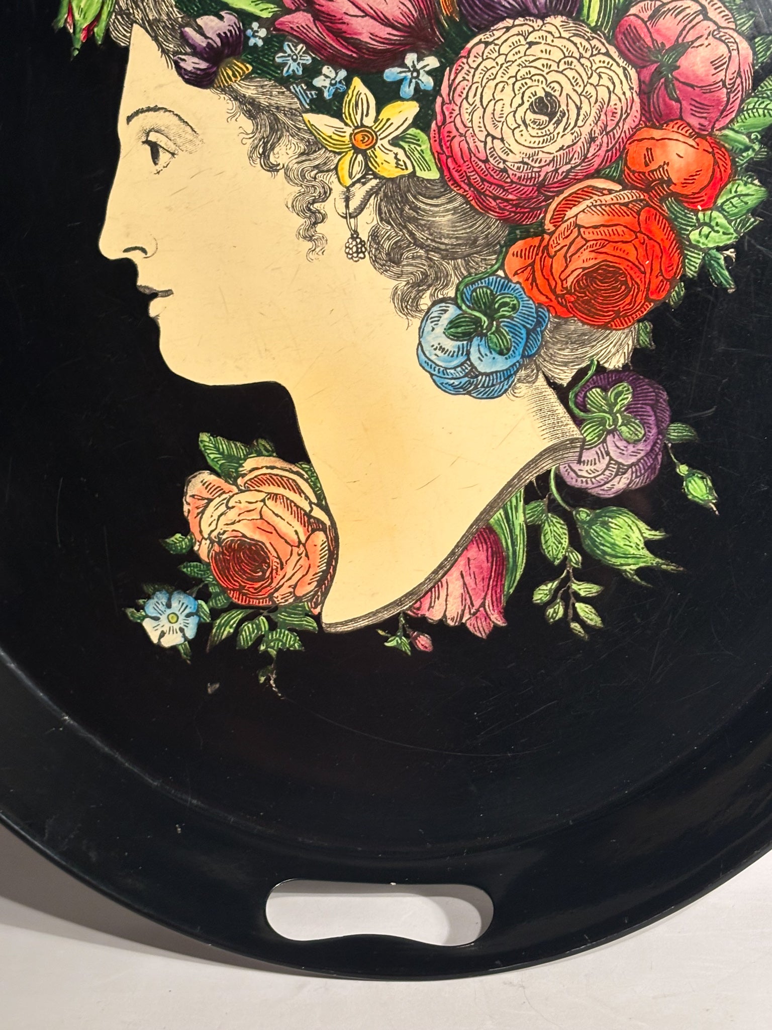 Vassoio in Metallo Serigrafato Serie "Flora" di Piero Fornasetti Anni 50