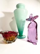 Hand-blown Green Murano Glass Vase from the 1980s