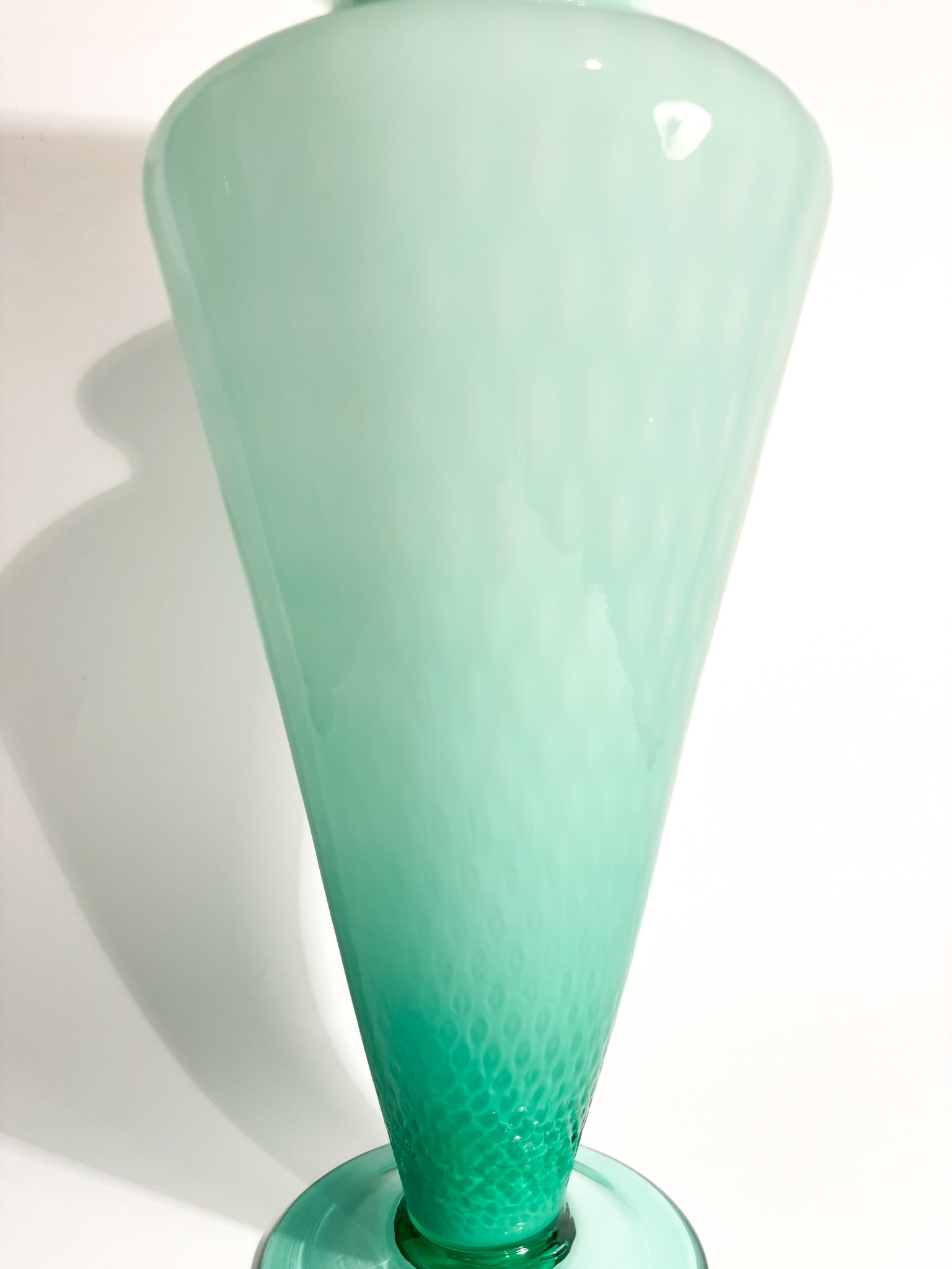 Hand-blown Green Murano Glass Vase from the 1980s
